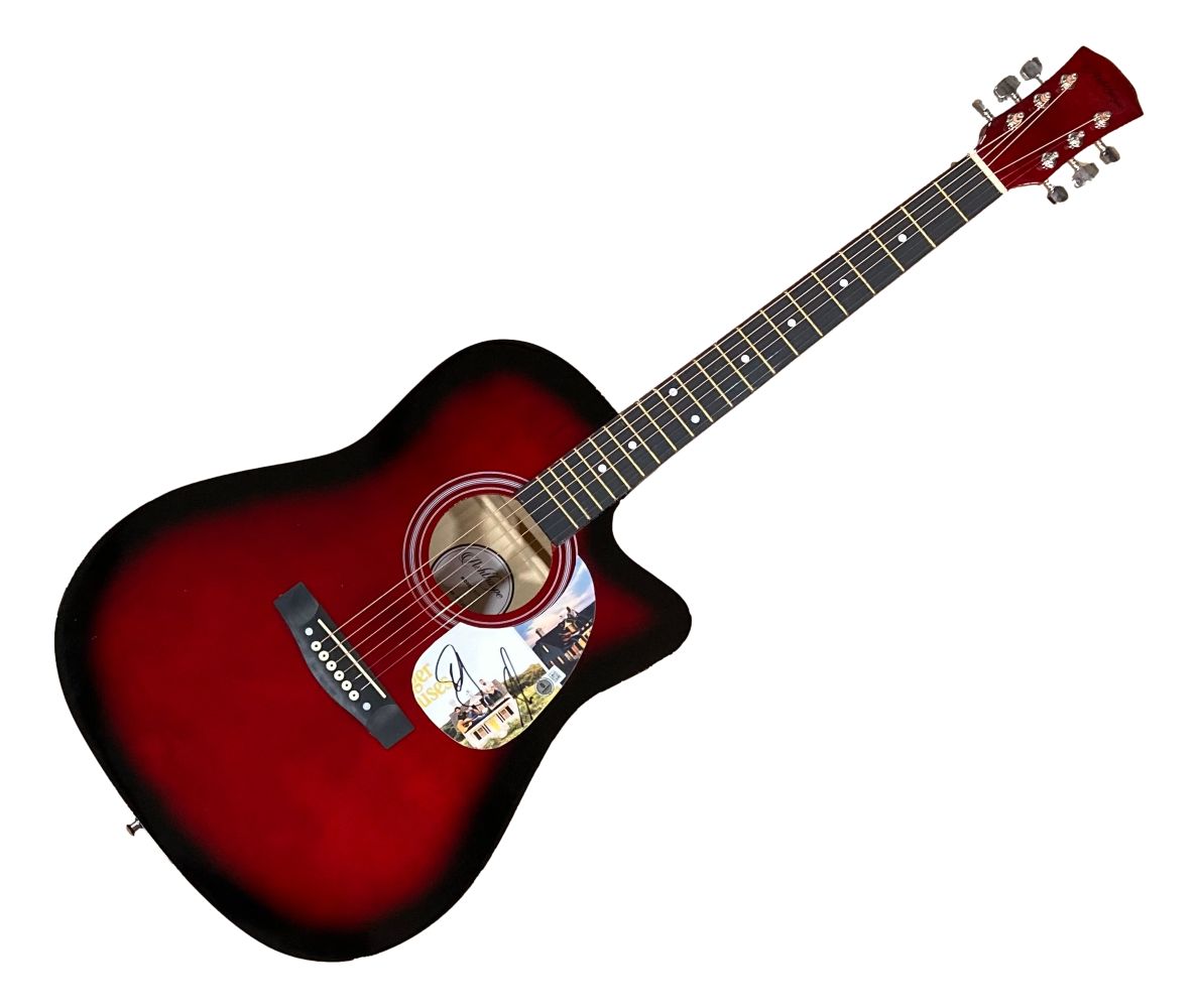 Dan & Shay Signed 41 Bigger Houses Red Acoustic Guitar - Authentic Collectible Memorabilia for Music Fans & Country Music Lovers - Perfect for Home Decor, Gift Giving & Concert Display