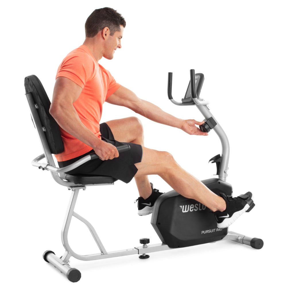 Weslo Pursuit R 4.1 Recumbent Exercise Bike for Home Gym - Low Impact Workout Machine with Comfortable Seat & LCD Display - Perfect for Seniors, Physical Therapy & Indoor Cycling Training
