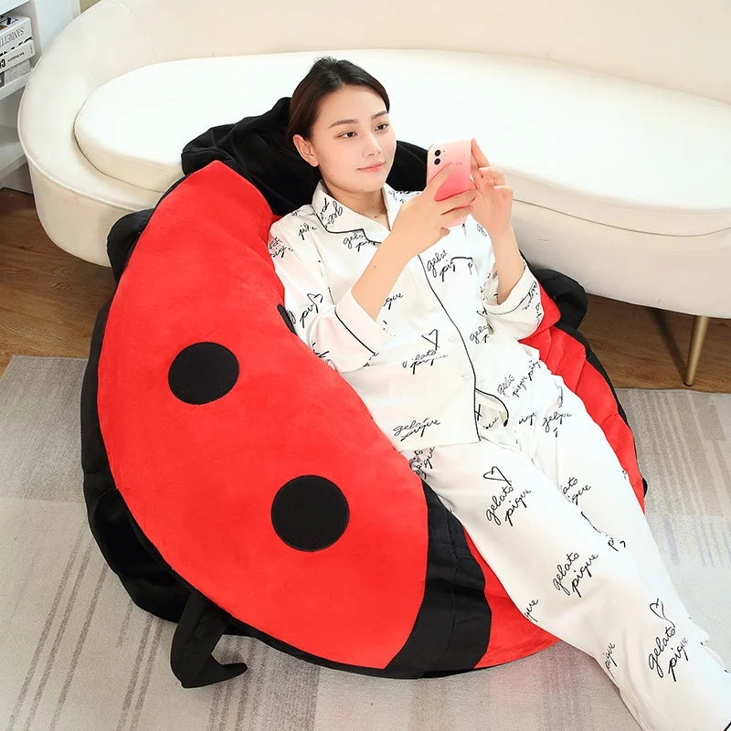 60/80/100cm Giant Ladybug Plush Pillow - Soft Stuffed Beetle Cushion for Kids, Cosplay & Home Decor | Perfect Christmas Gift for Insect Lovers (Use as Bed Pillow, Sofa Decor or Costume Prop)