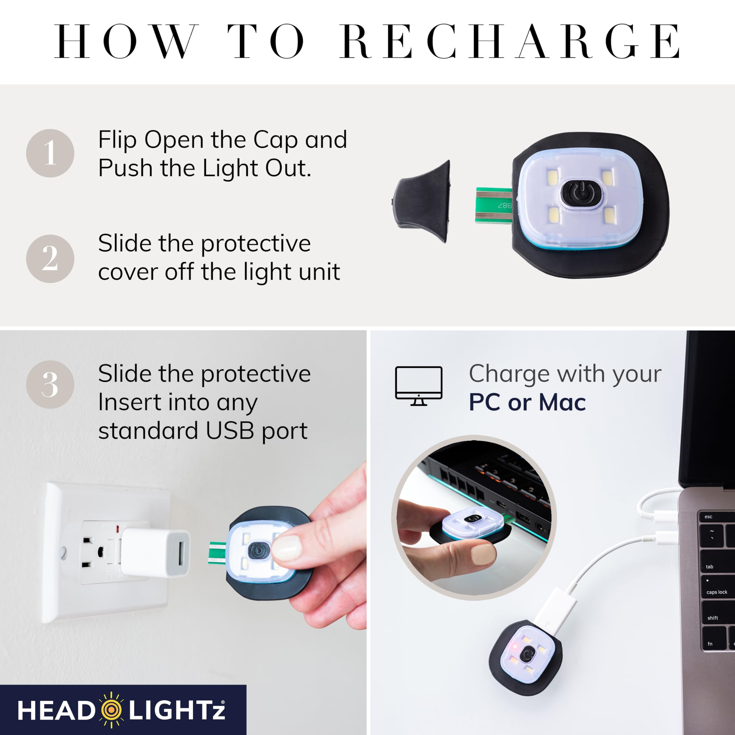 Roq Innovation Headlightz - Rechargeable LED Beanie Hat with Built-in Light for Men & Women | Perfect for Camping, Hiking, Running & Nighttime Activities