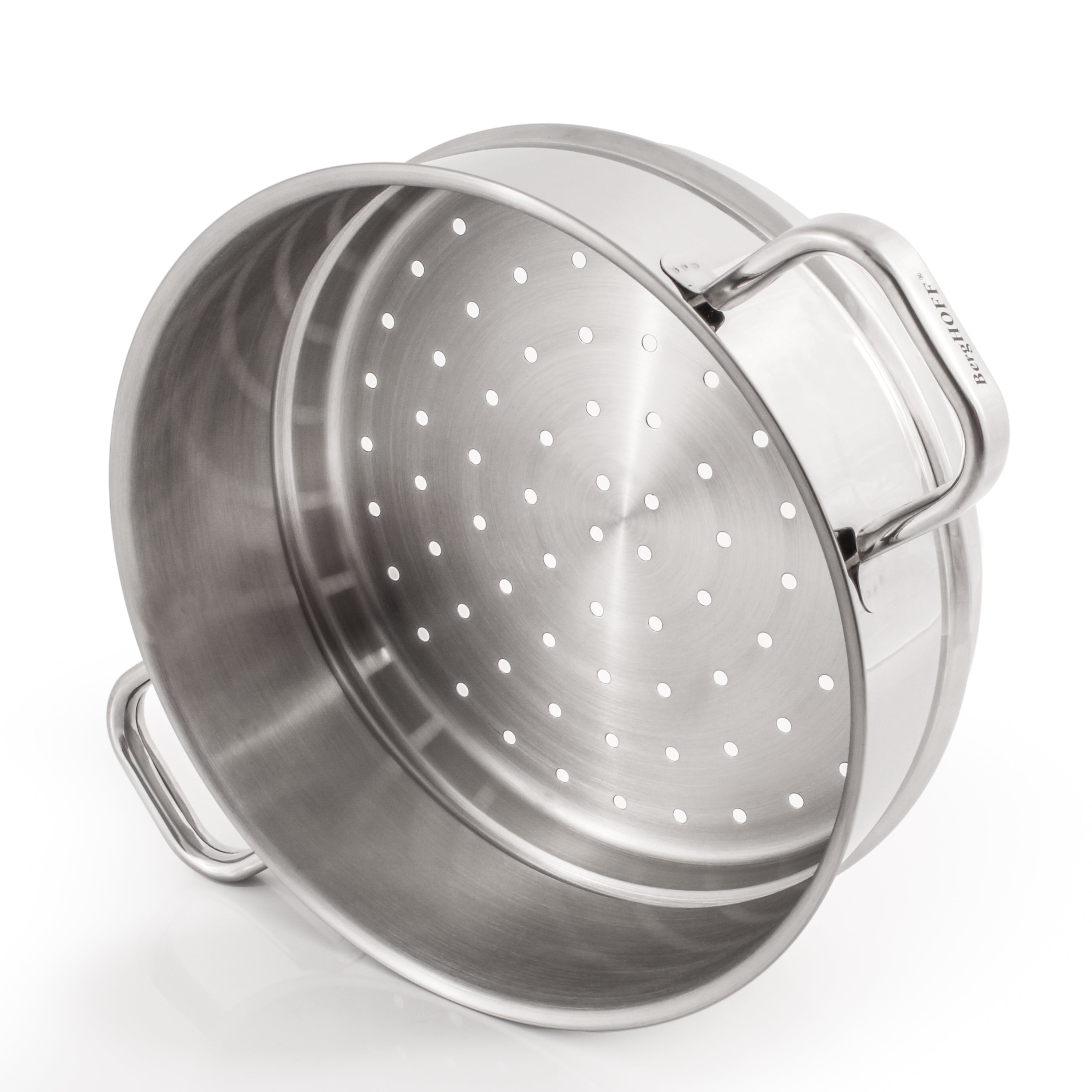 BergHOFF Belly Shape 3-Piece 18/10 Stainless Steel Steamer Set with Glass Lid - Perfect for Healthy Cooking, Meal Prep & Vegetables - Ideal for Stovetop, Induction & Gas Cooktops