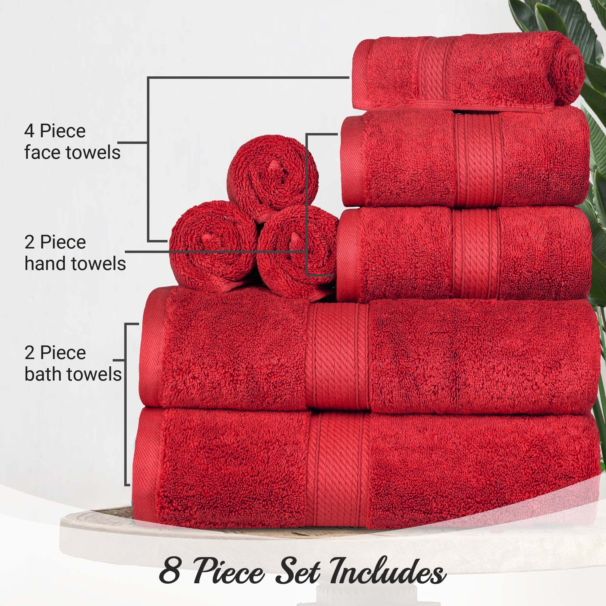 Premium 8-Piece Egyptian Cotton Towel Set - Ultra Soft, Heavyweight & Plush for Bath, Spa & Luxury Home Decor