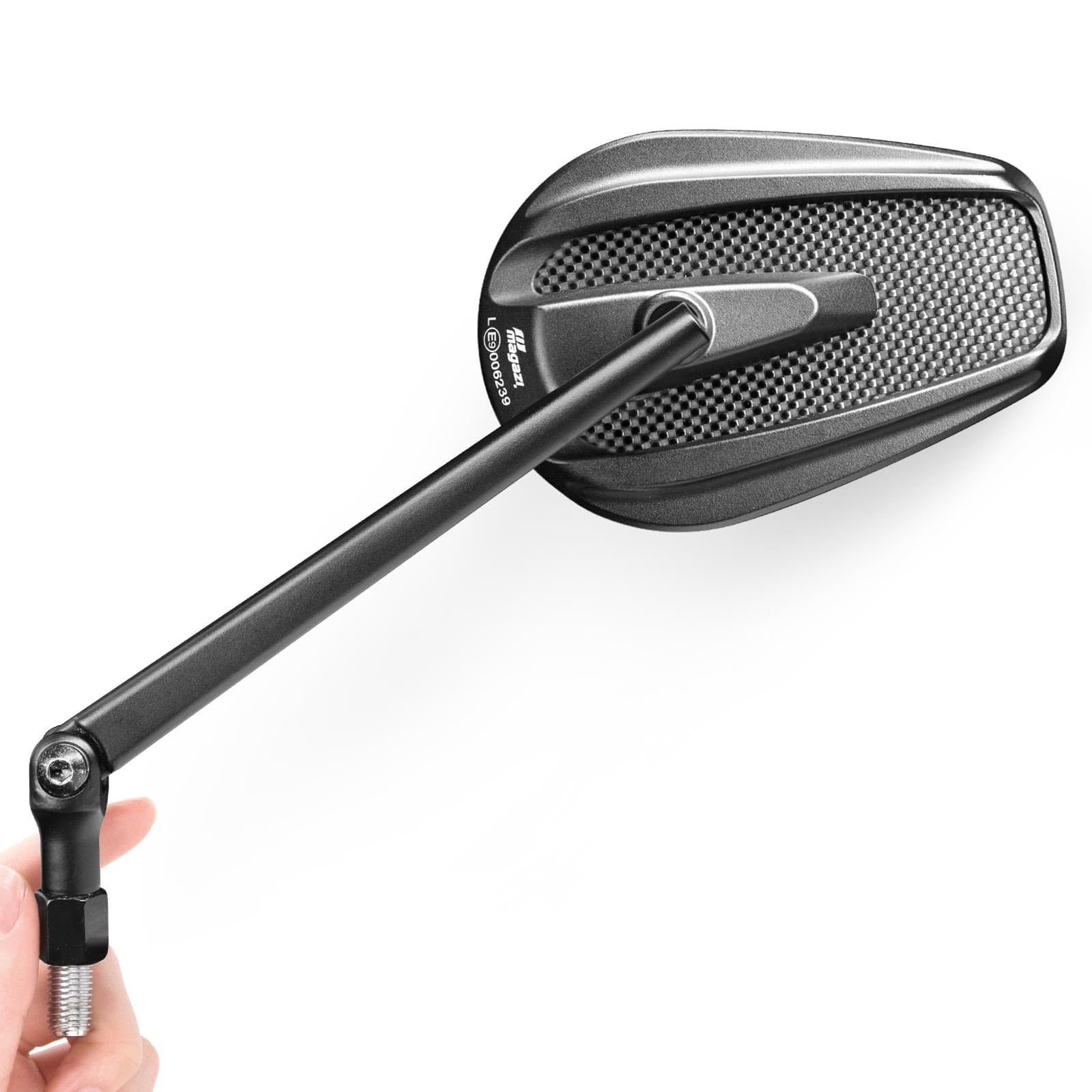 Premium Carbon Fiber Motorcycle Mirrors - Adjustable Black Convex Rear View Side Mirrors with 10mm M10 1.5 Pitch Adapters for BMW Bikes (Pair) - Enhanced Safety & Style for Urban Commuting & Long-Distance Riding