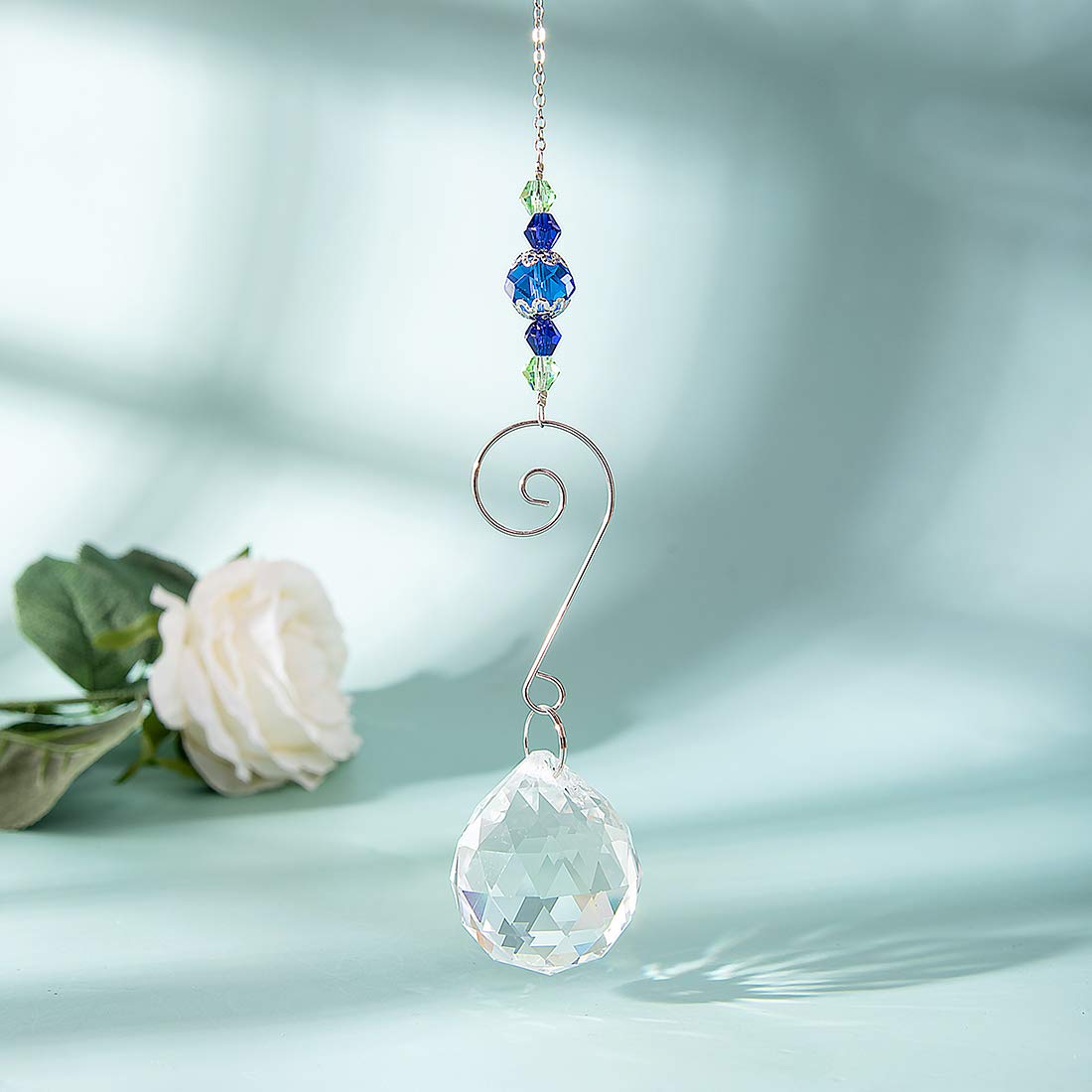 Longsheng Set of 6 Handmade Crystal Suncatchers - Rainbow Window Prisms for Home & Garden Decor, Stained Glass Window Hangings for Sunlight Reflections - Perfect for Windows, Patios, and Indoor/Outdoor Spaces