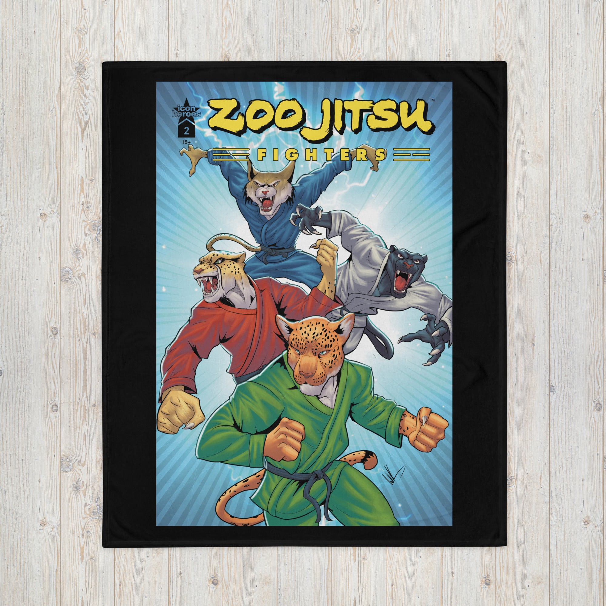 Zoo Jitsu Fighters #2 Cover B King Throw Blanket - Soft Flannel Blanket for Anime Fans, Gaming Room Decor, and Cozy Movie Nights