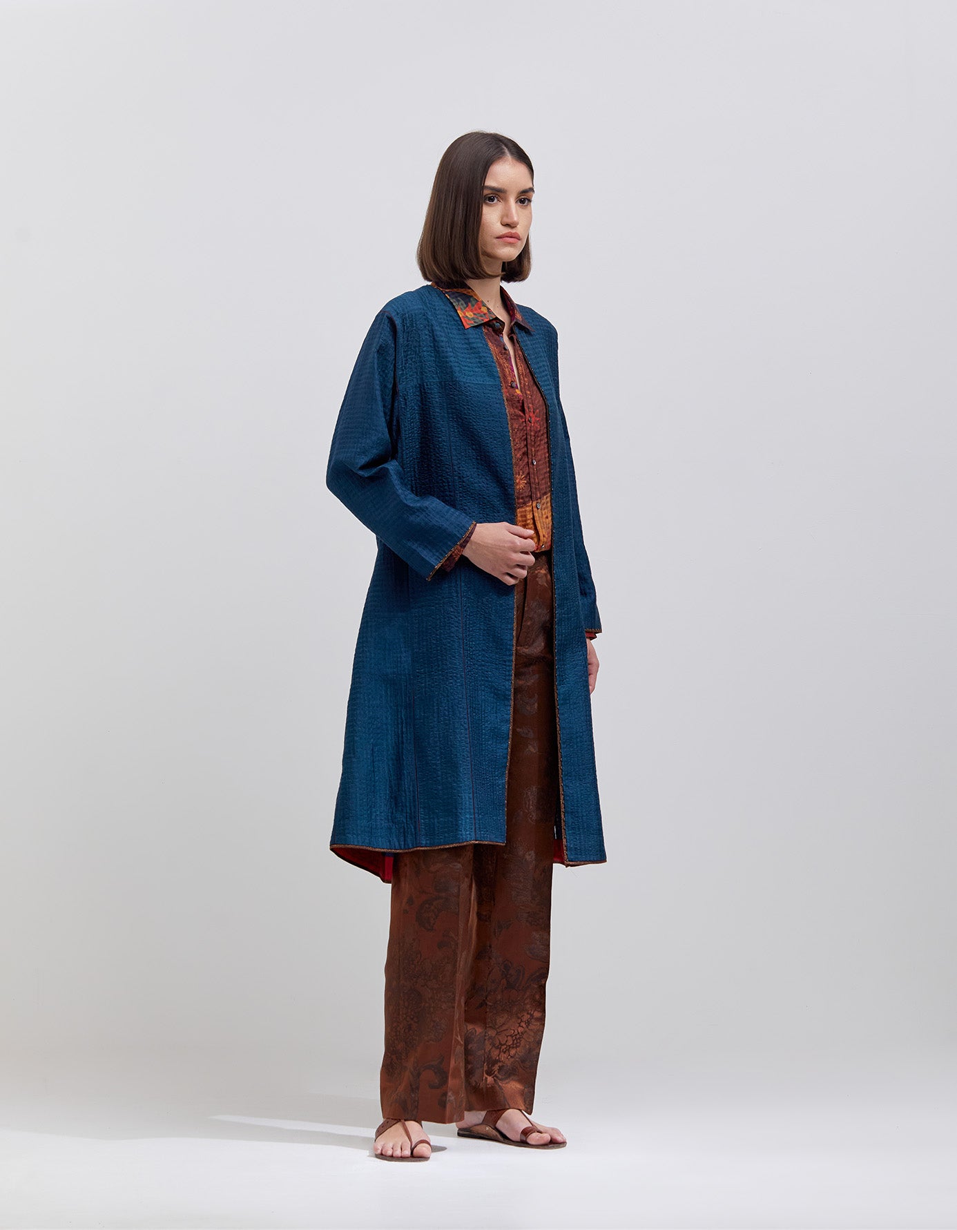 Quilted Silk Check Teal Jacket for Women - Lightweight & Stylish Outerwear for Fall & Winter Fashion