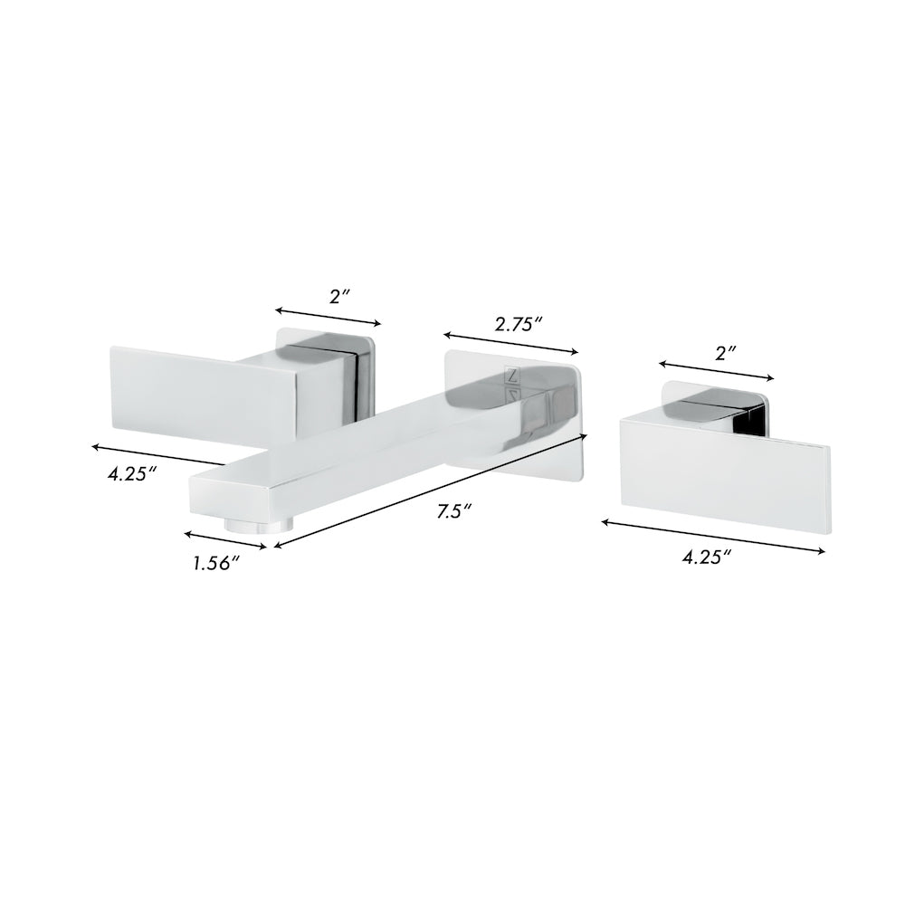 ZLINE Bliss Wall Mount Bathroom Faucet - Chrome Finish (BLS BFW CH) | Modern Waterfall Spout for Bathroom Sink & Vanity | Perfect for Home, Hotel & Spa Renovations