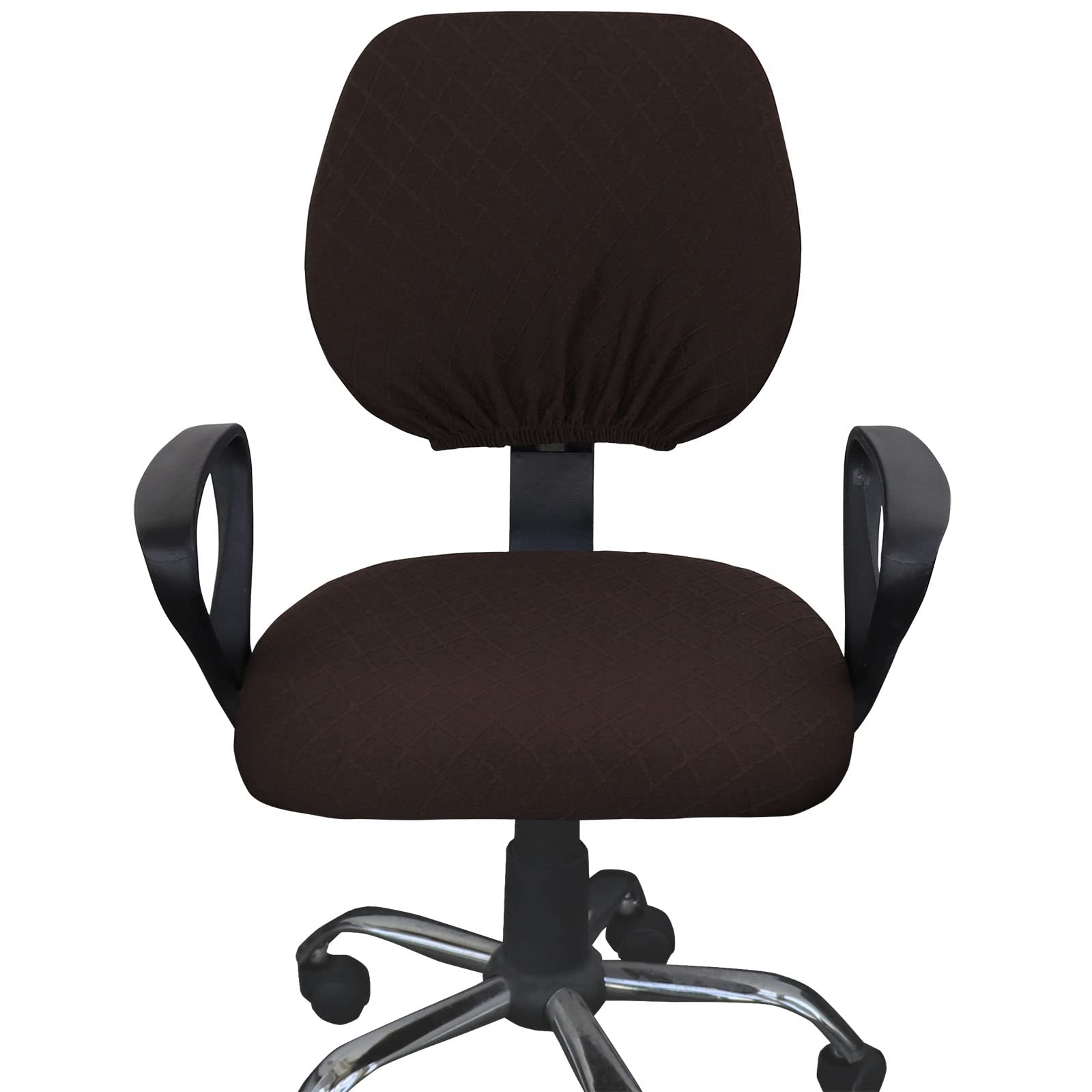 Melaluxe Stretch Jacquard Office Chair Cover - Removable & Washable Desk Chair Slipcover for Swivel Chairs (Coffee) - Perfect for Home Office, Conference Rooms & Workspaces