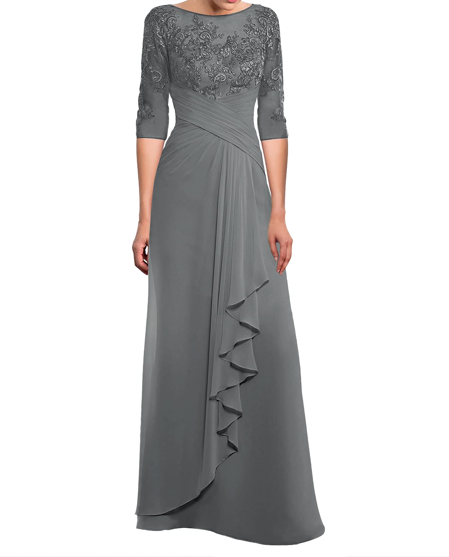 Elegant Mother of The Bride Dresses | Lace Formal Evening Gowns for Women | Long Sleeve Chiffon Wedding Guest Dresses | Perfect for Weddings, Galas & Special Occasions