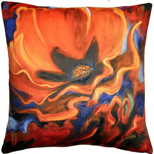 20x20 Orange Poppy Throw Pillow - Sandra Forzani Collection | Decorative Cushion Cover for Sofa, Bed & Home Décor | Soft & Stylish Accent Pillow for Living Room, Bedroom