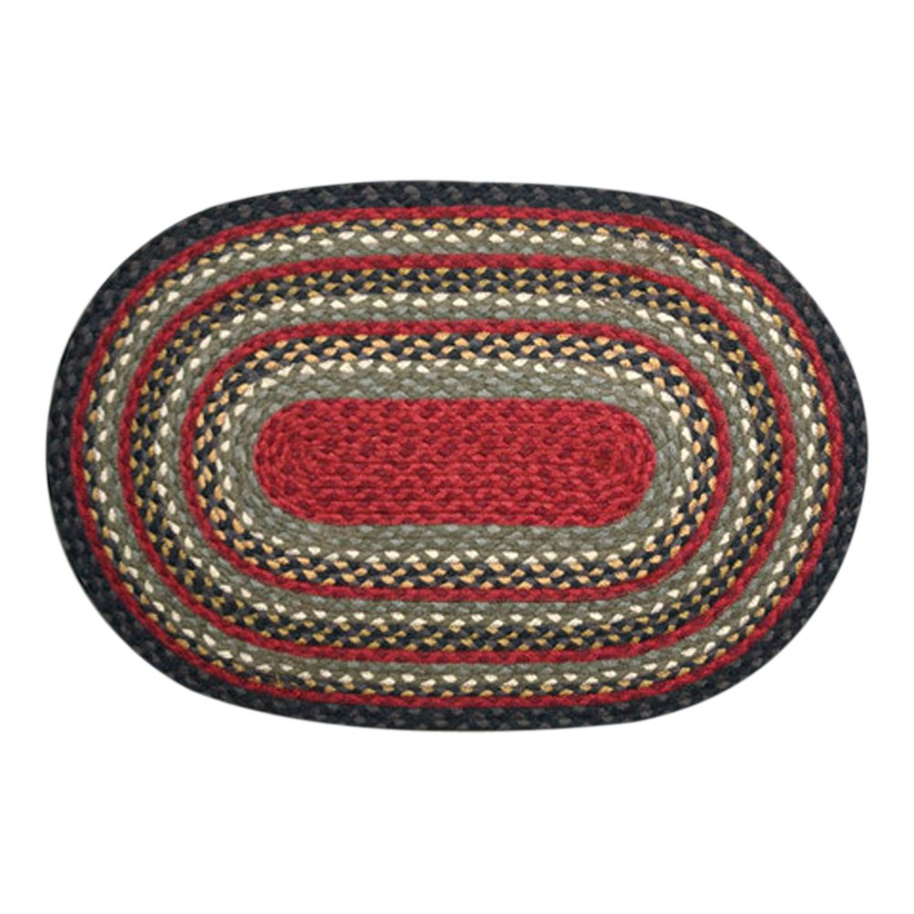 Earth Rugs Oval Rug 3x5 Feet - Burgundy Olive Charcoal Bohemian Style Non-Slip Area Rug for Living Room, Bedroom & Home Decor