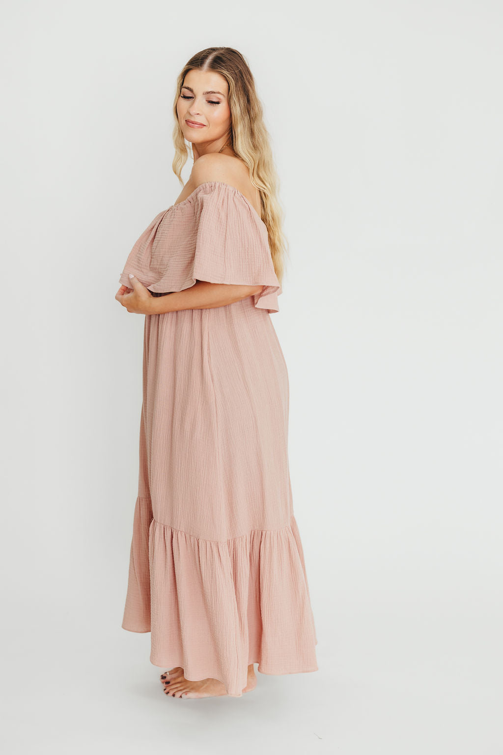 Josie 100% Cotton Maxi Dress in Rose - Bump & Nursing Friendly Maternity Dress for Pregnancy & Breastfeeding | Perfect for Casual Wear, Baby Showers & Nursing Outings