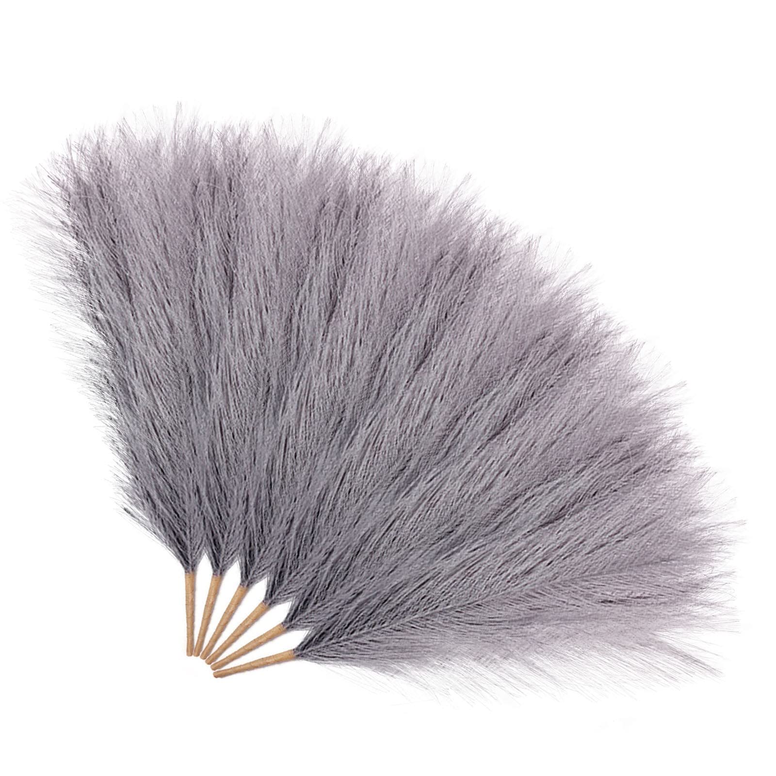 Premium Artificial Bulrush Flowers - Nordic Style Bouquet for Home Decor, Wedding, Party & Outdoor Garden Porch (Gray) | Elegant Centerpiece for Rustic, Boho & Modern Interior Design
