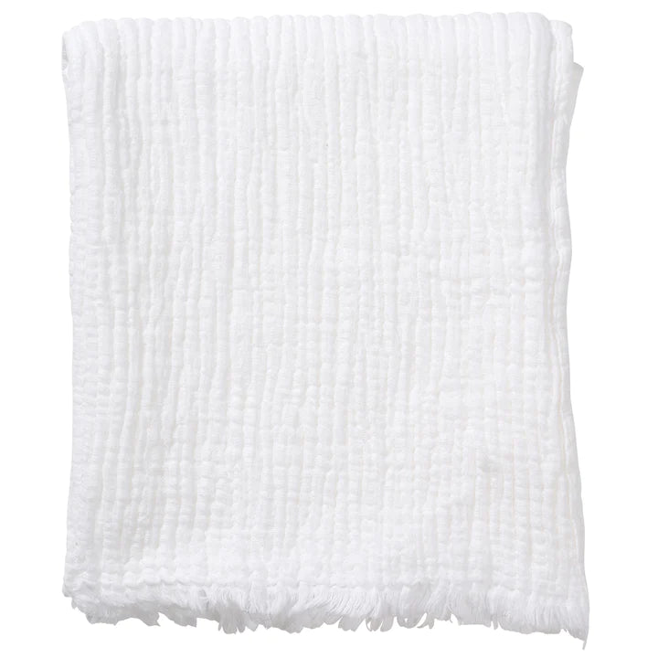 Premium White Cotton & Linen Blend Throw Blanket - Soft, Breathable & Cozy for Bed, Sofa or Outdoor Use