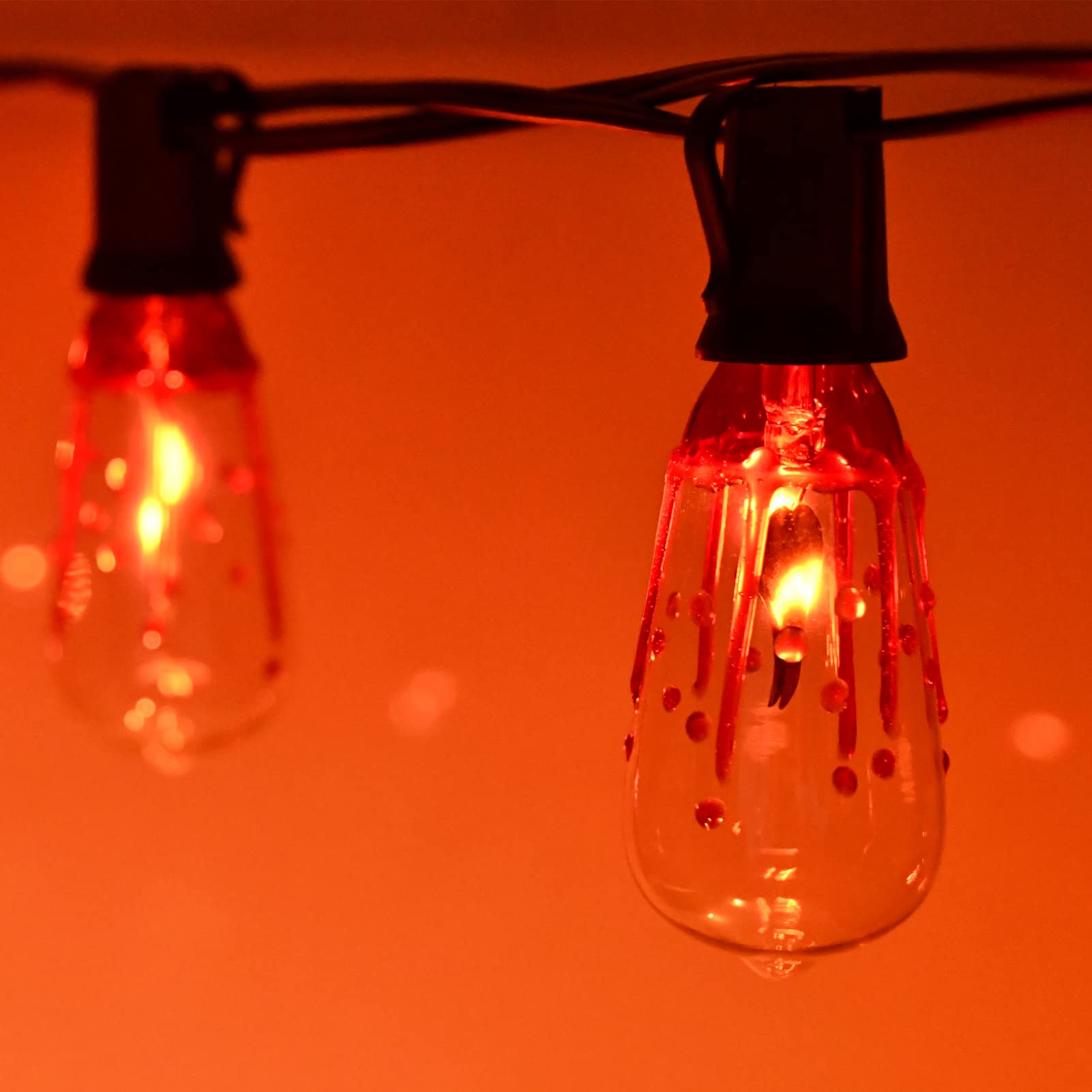 Abeja ST40 10Ft Flicker Flame String Lights Outdoor - 10 Realistic Flickering Bulbs, Black Wire - Perfect for Halloween Decorations, Patio Lighting, Garden Parties & Outdoor Events