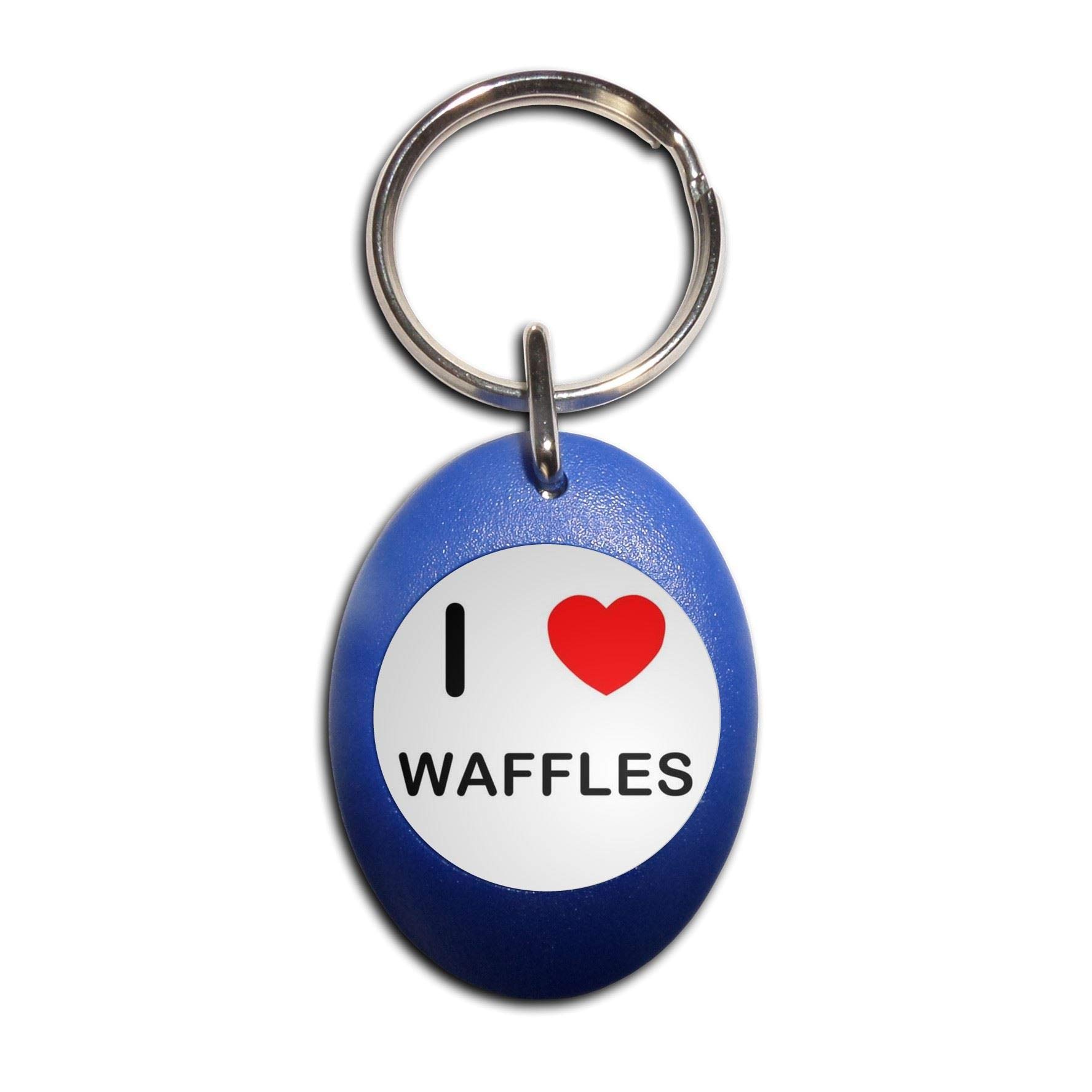 I Love Waffles Plastic Oval Keychain - Durable Key Ring for Home, Office & Travel (Perfect Gift for Waffle Lovers)