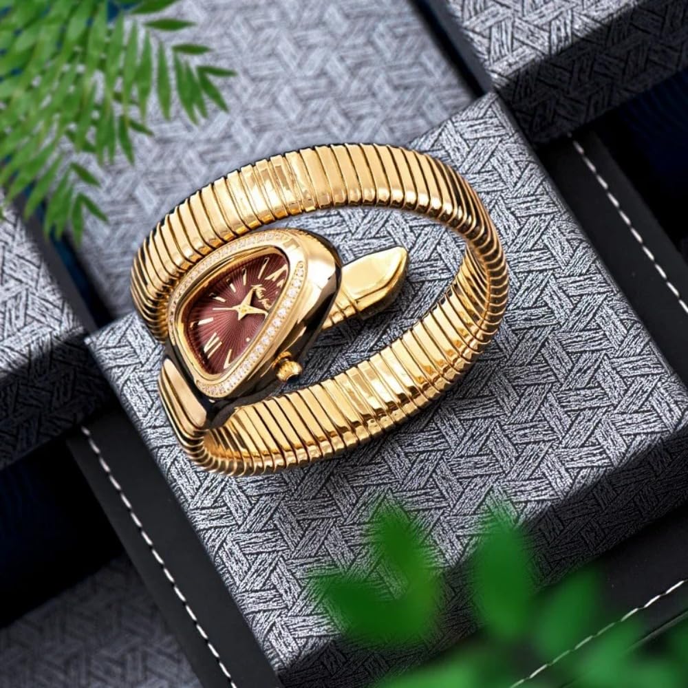 Elegant Snake Shape Bracelet Watch for Women - Waterproof Quartz Jewelry Watch - Perfect for Parties, Weddings & Formal Events
