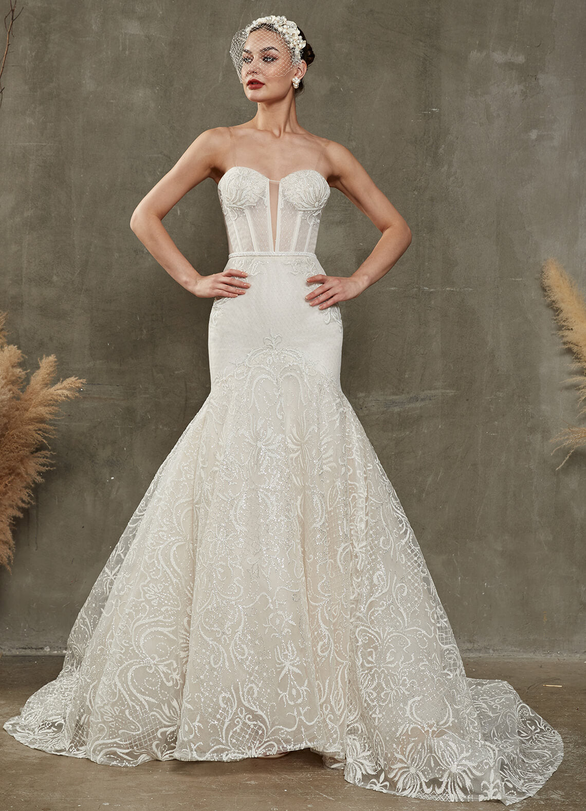 Elegant White Convertible Mermaid Wedding Dress with Sparkling Diamonds & Cathedral Train – Perfect for Bridal, Prom, and Formal Occasions