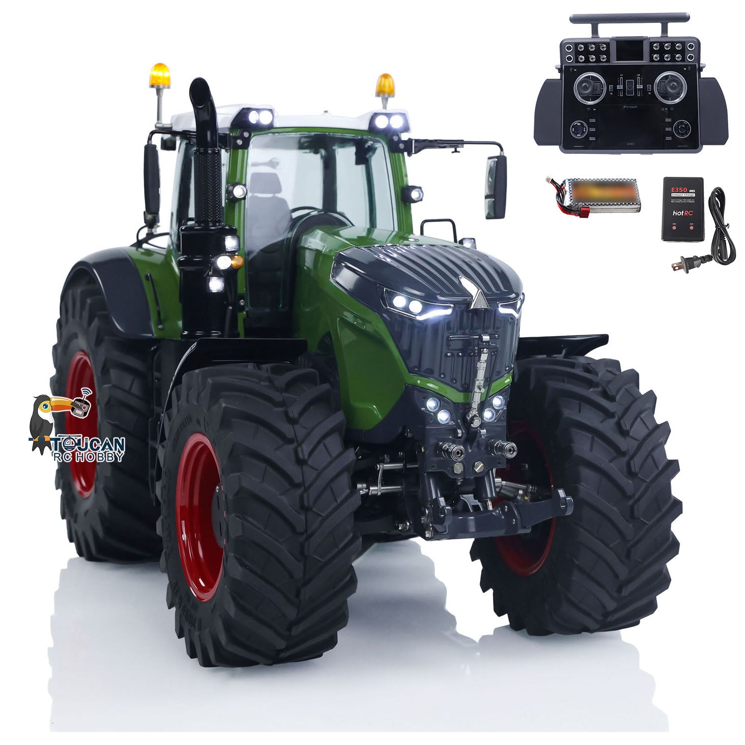 LESU AOUE 1050 1/14 Scale 4x4 Metal Hydraulic RC Tractor - 4WD Remote Control Truck with Realistic Smoke, Lights & Sounds - Electric Toy Car for Kids & Adults - Perfect for Farm Play, Off-Road Racing & Collectors