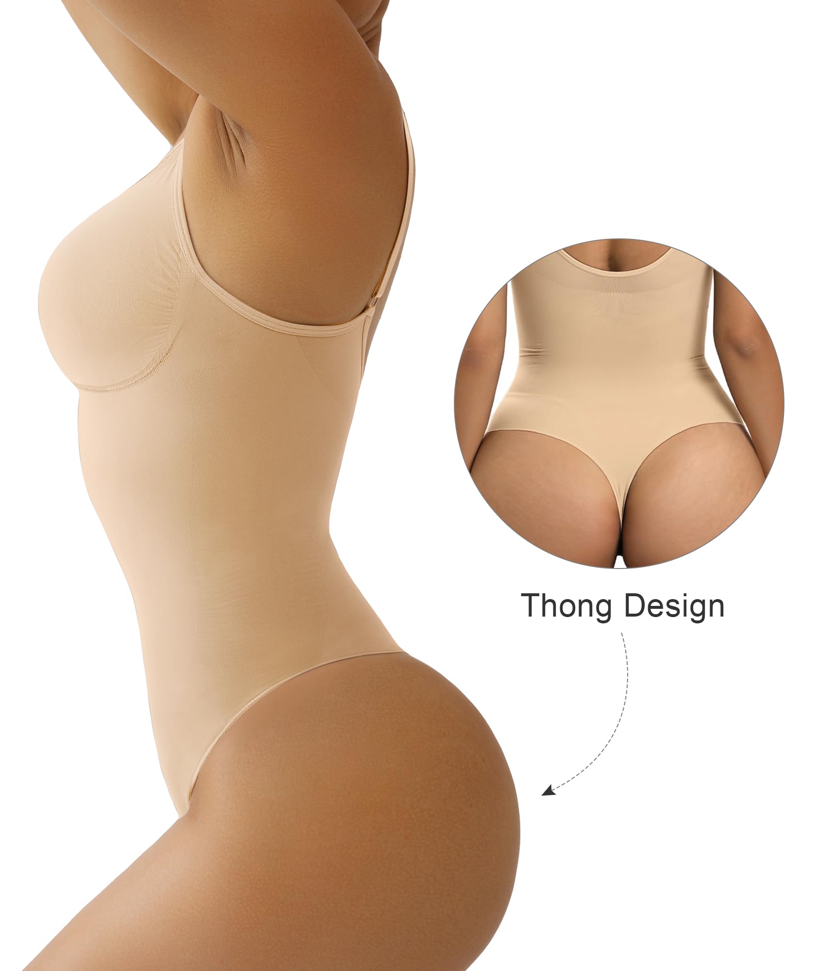 SHAPERX Women's Shapewear Bodysuit - Tummy Control & Waist Trainer for Women, Seamless Sculpting Body Shaper with Snatched Waist Effect - Perfect for Dresses, Workout & Everyday Wear