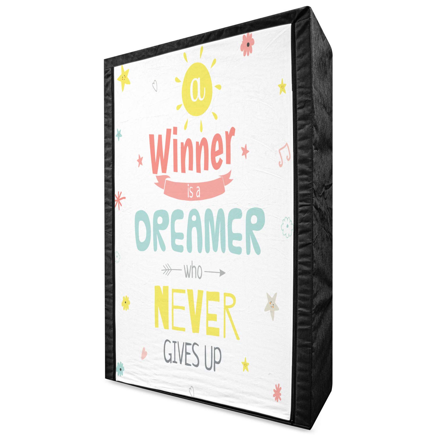 Ambesonne Portable Fabric Wardrobe with Positive Words & Colorful Stars - 42.5