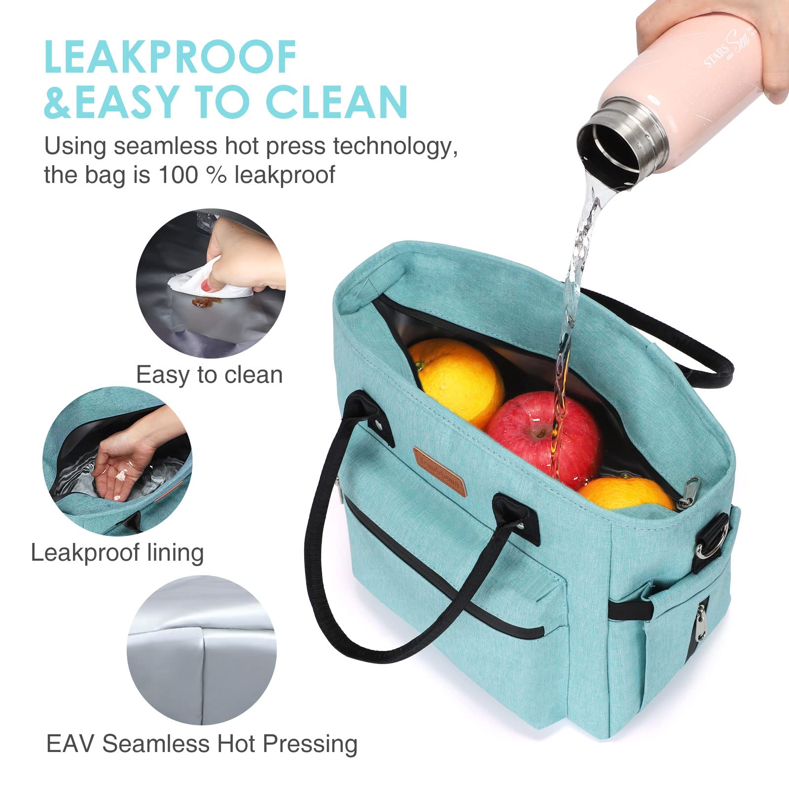 Insulated Lunch Bag for Women & Men - Adjustable Shoulder Strap, Large Portable Lunch Tote for Office, Work, Picnic & Beach | Reusable Cooler Lunch Box for Adults (Perfect for Meal Prep, Commuting & Outdoor Activities)