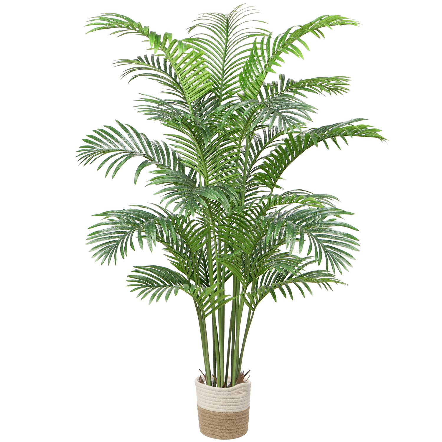 7FT Artificial Areca Palm Tree with 21 Trunks - Real Touch Faux Tropical Plant in Pot for Indoor & Outdoor Decor - Perfect for Home, Office, Living Room, Patio, and Garden Landscaping