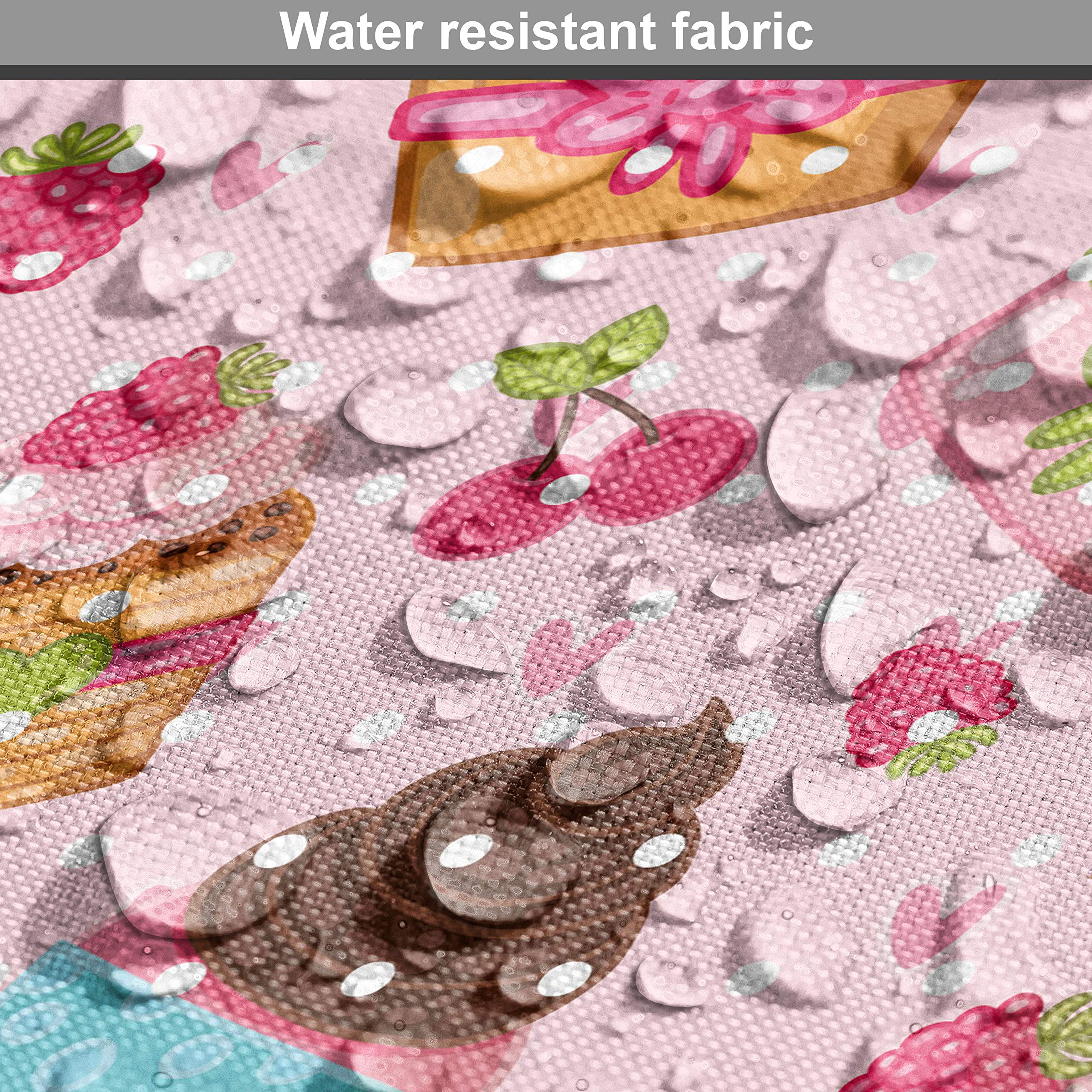 Ambesonne Pink Fabric by The Yard - Kitchen Cupcakes Muffins Strawberries & Cherries Food Print - Decorative Upholstery Fabric for Sofa, Curtains, Pillows - 10 Yards Pink Brown - Perfect for Home Decor, DIY Projects & Crafting