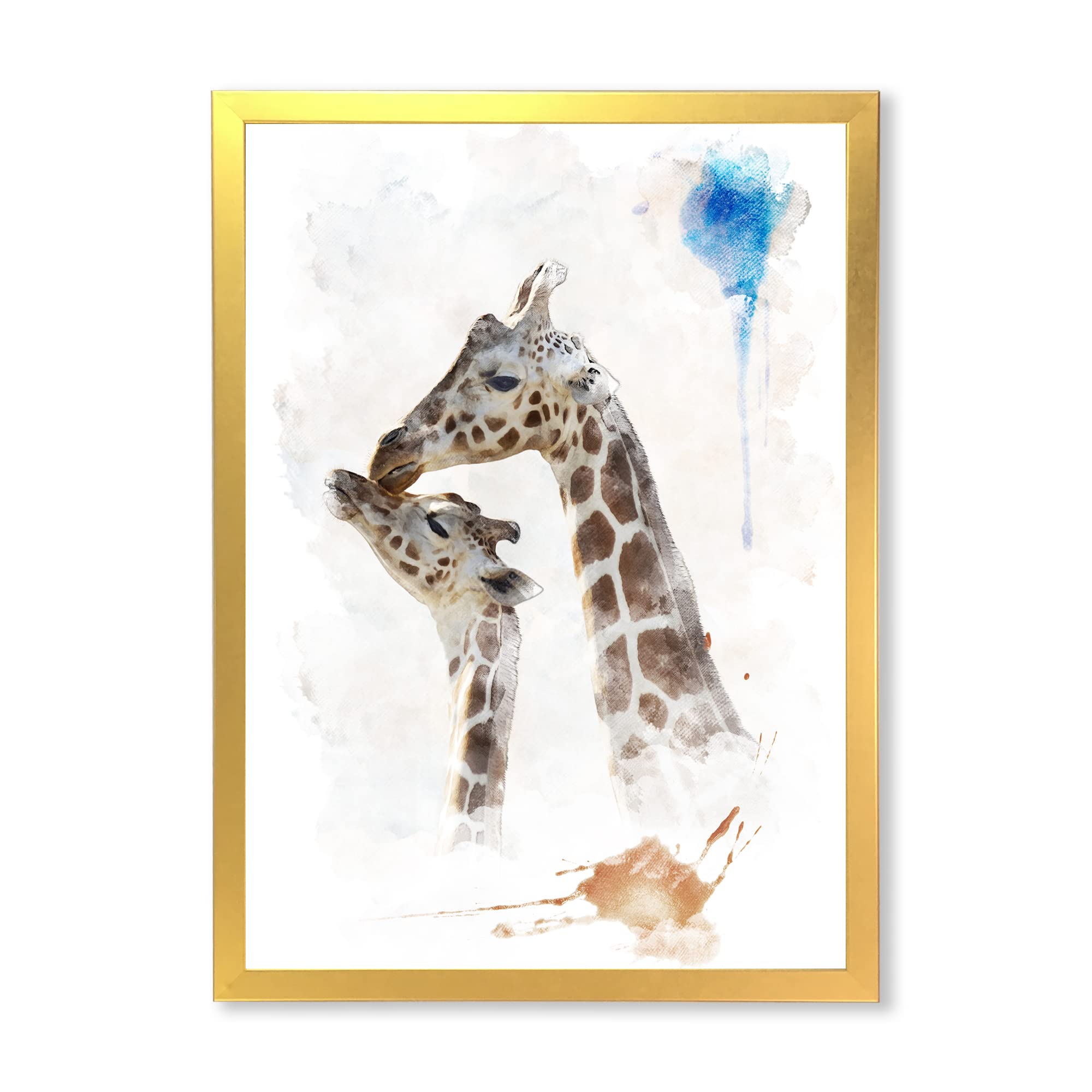 Farmhouse Framed Wall Art - Portrait of a Giraffe and Child - Nursery Decor, Kids Room Wall Decor, Living Room Artwork - Perfect for Home, Office & Gift Giving