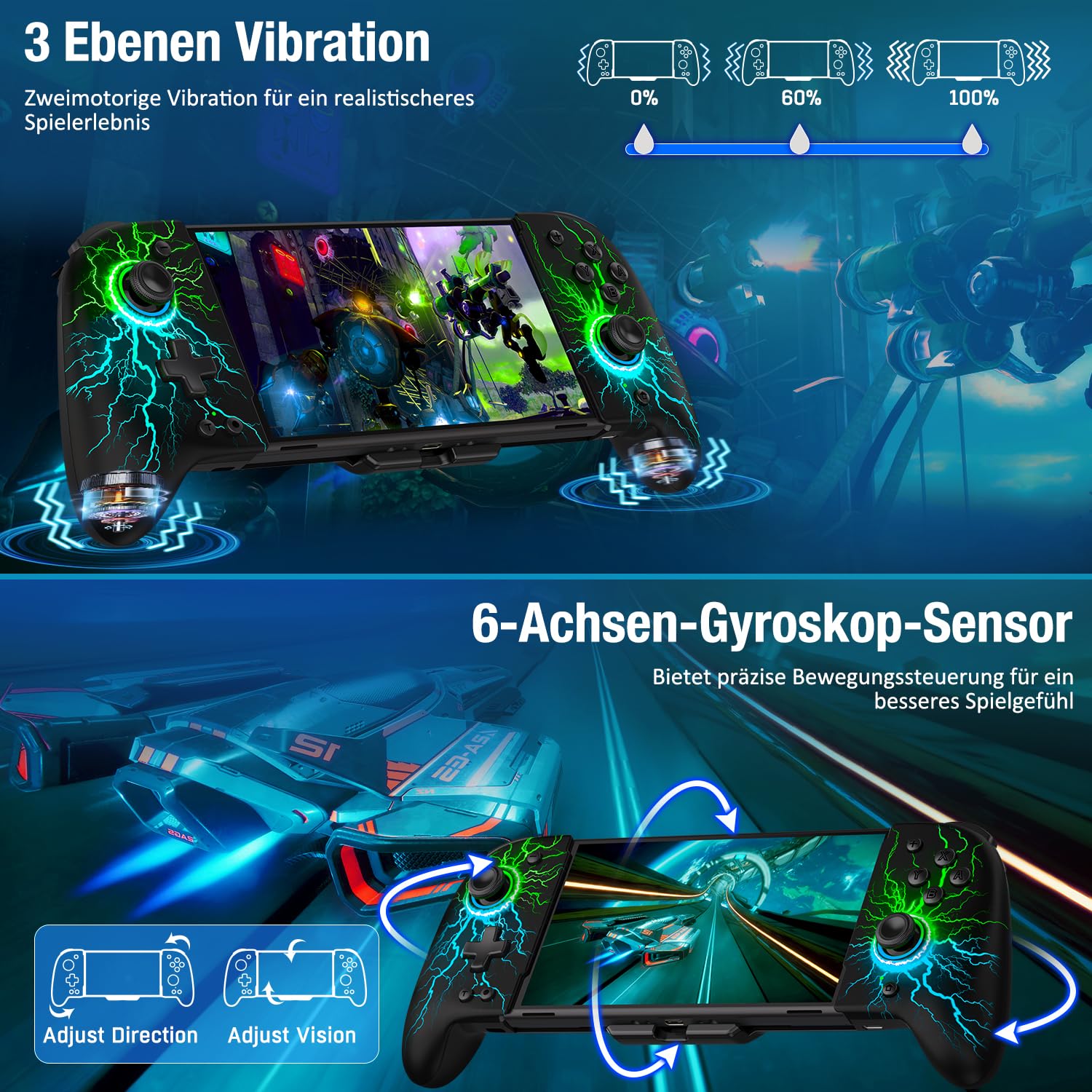 Elegamefy One-Piece Joypad Controller Replacement for Nintendo Switch/OLED - Pro Controller with Cool RGB Lights, Programmable, Dual Vibration, Turbo & Wake-Up Function - Perfect for Gaming, Travel & Family Entertainment