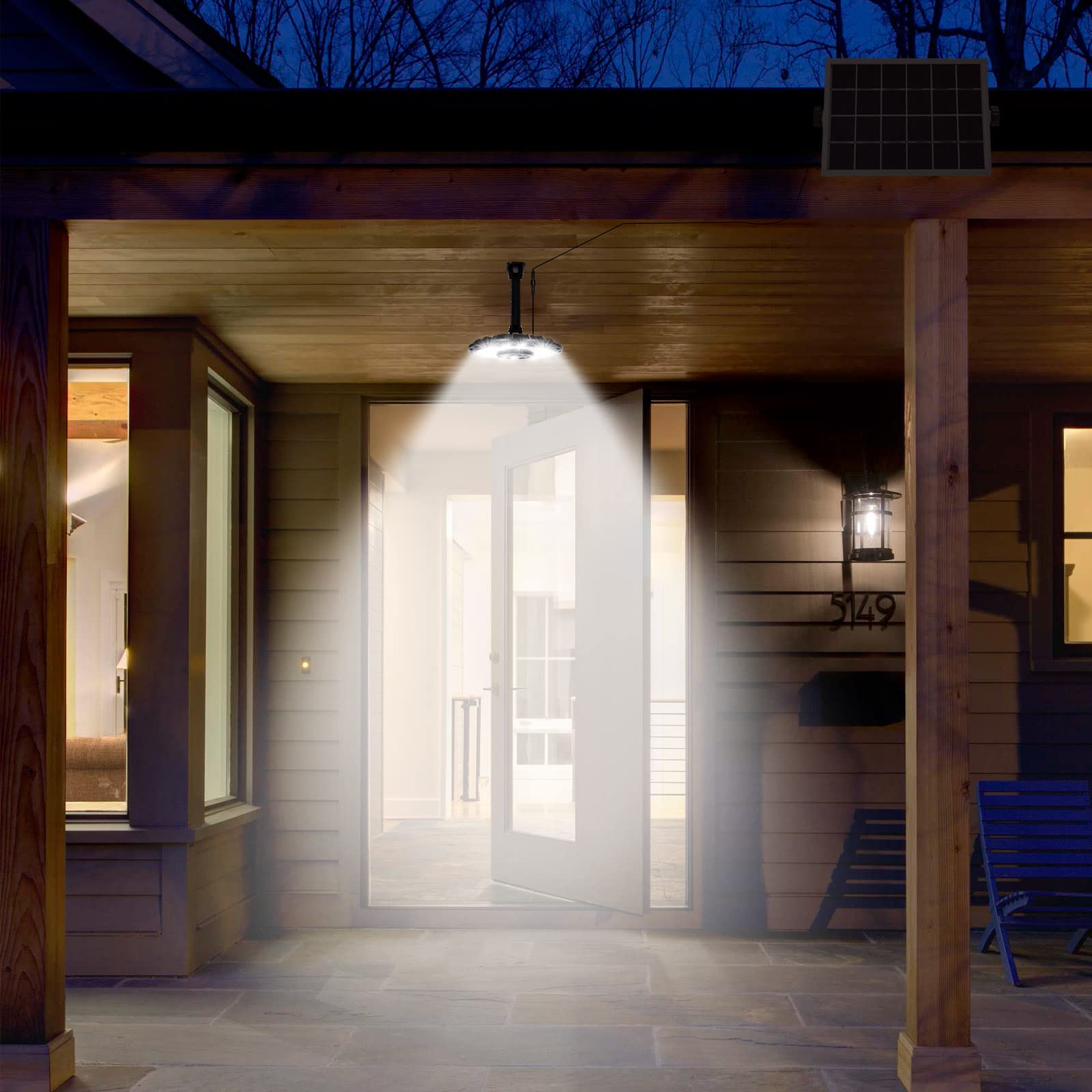 INDARUN Solar Shed Light with On/Off Switch - 3000LM Solar Powered Indoor/Outdoor Lighting with 5 Modes, Waterproof Motion Sensor Light for Garage, Patio, Yard - Perfect for Barn, Gazebo & Outdoor Security Lighting