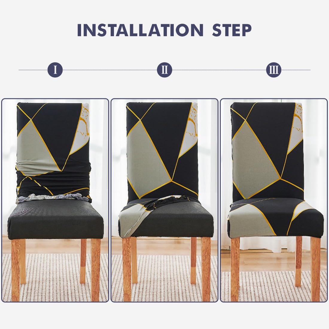 Stretch Dining Chair Covers 6-Pack - Washable Spandex Slipcovers for Home & Party Decor