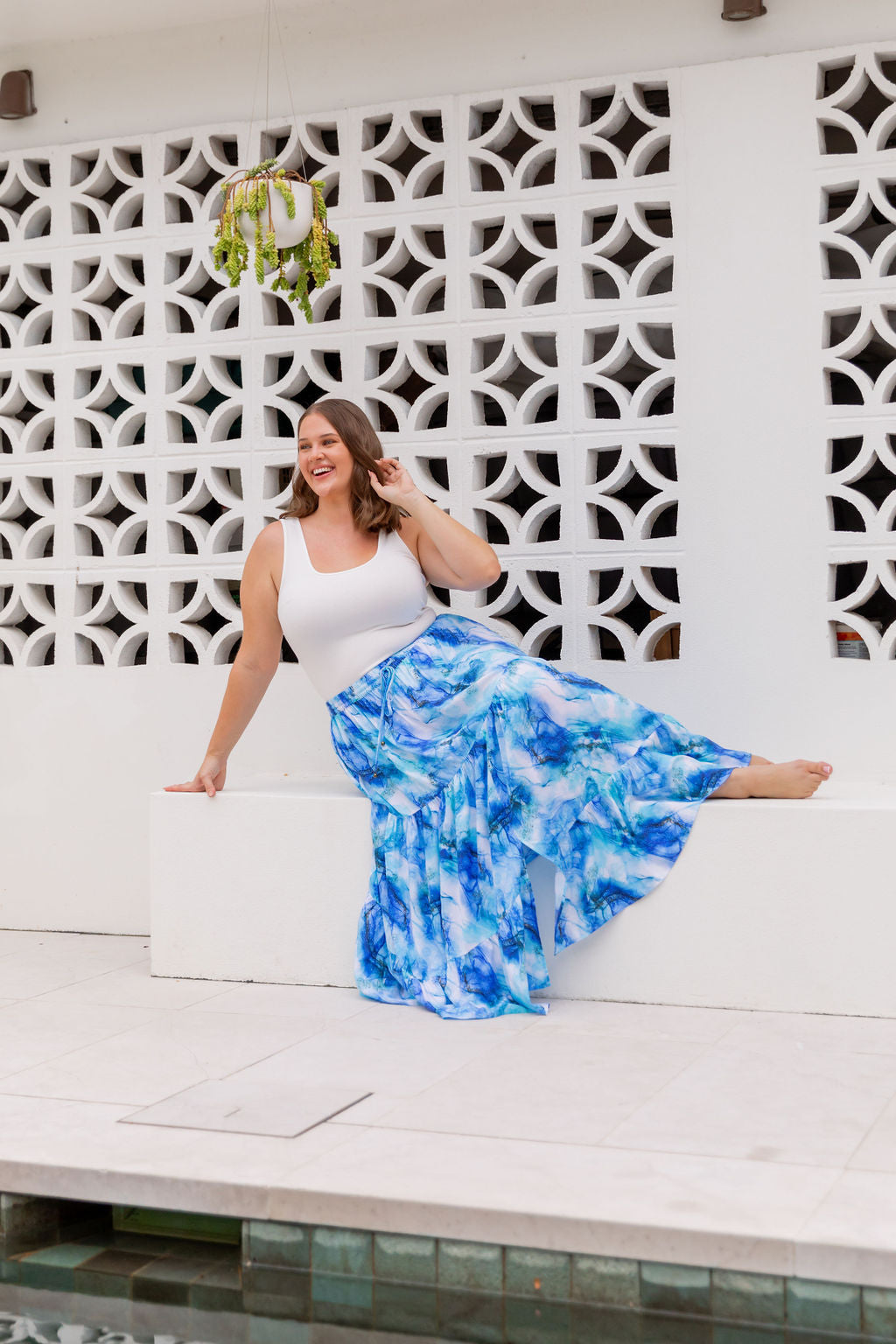 Kimmy Skirt in Mystic Ink - Women's Flowy Midi Skirt with Elastic Waist | Perfect for Casual Wear, Office Outfits & Summer Dresses
