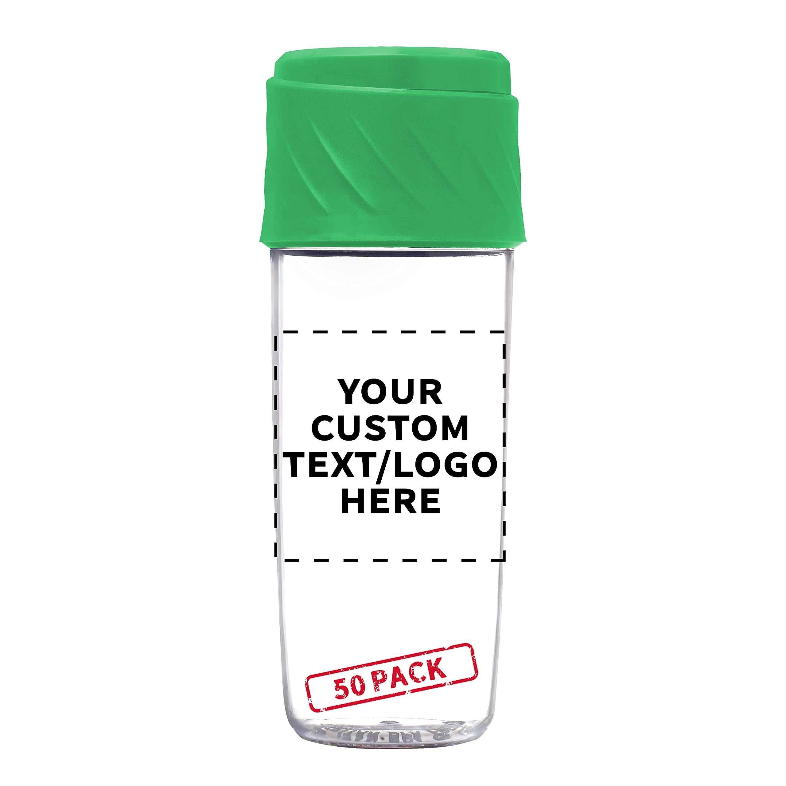 50 Pack 16oz BPA-Free Dual Sip-N-Snack Plastic Water Bottles with Screw-On Lids - Customizable Text & Logo - Bulk Reusable Drinkware for Schools, Sports Teams, Corporate Events & Outdoor Activities