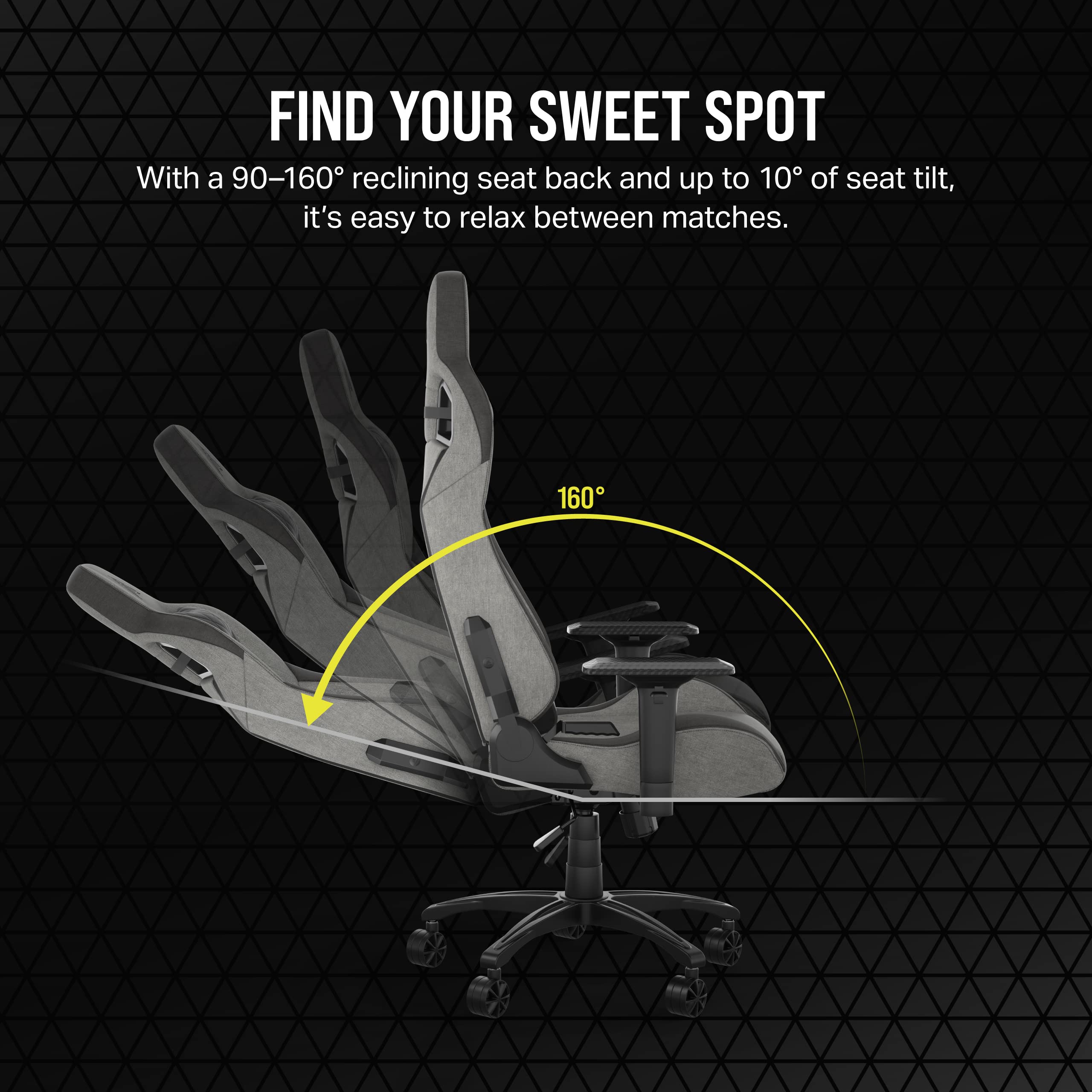 Corsair T3 Rush Fabric Gaming Chair (2023) - Ergonomic Racing Style PC Chair with Soft Fabric, Memory Foam Lumbar Support & Adjustable Height - Gray/Charcoal - Perfect for Esports, Streaming & Home Office Setup