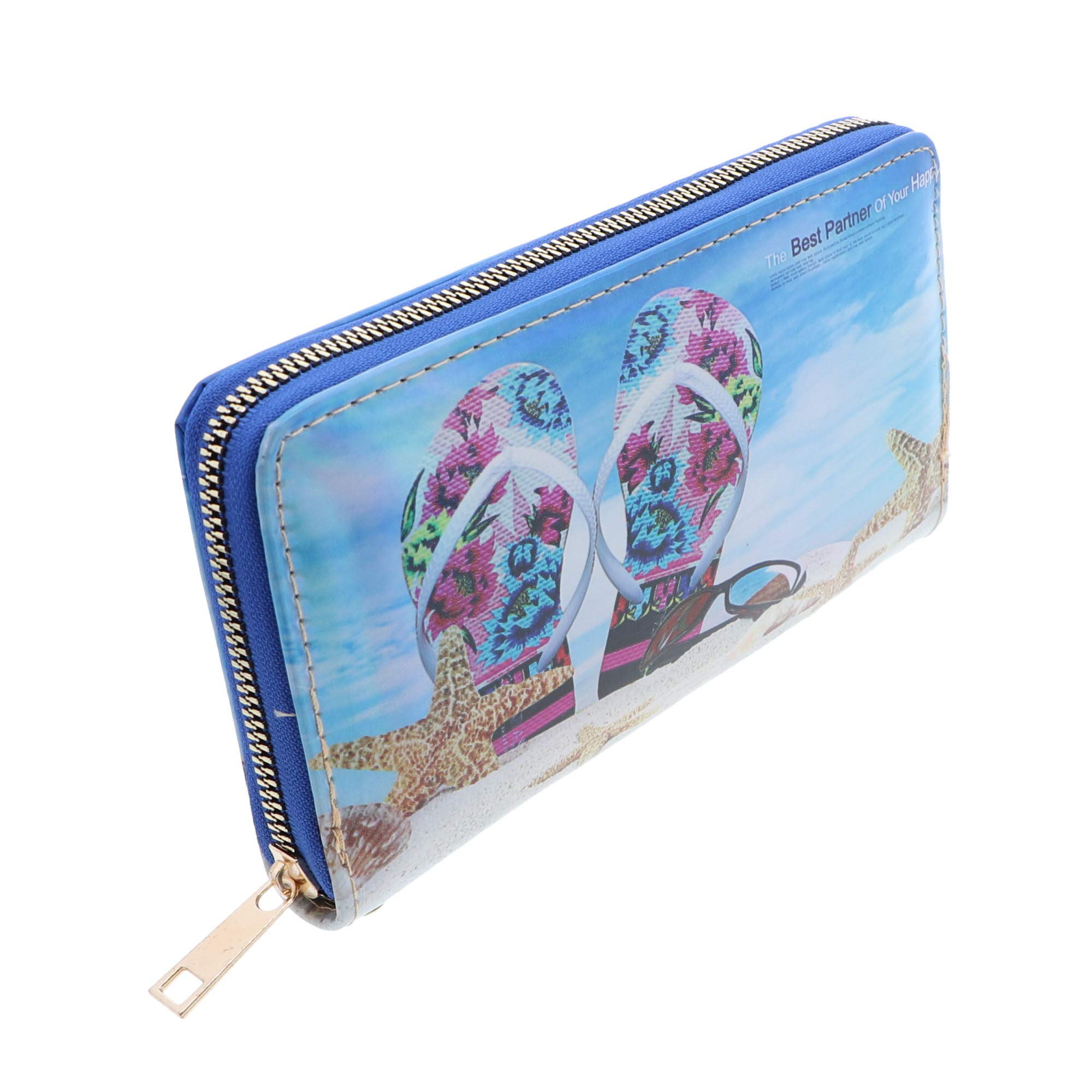 Li'Shay Glossy Zip Around Printed Wallet for Women - Stylish RFID Blocking Clutch Purse for Everyday Use, Travel & Parties