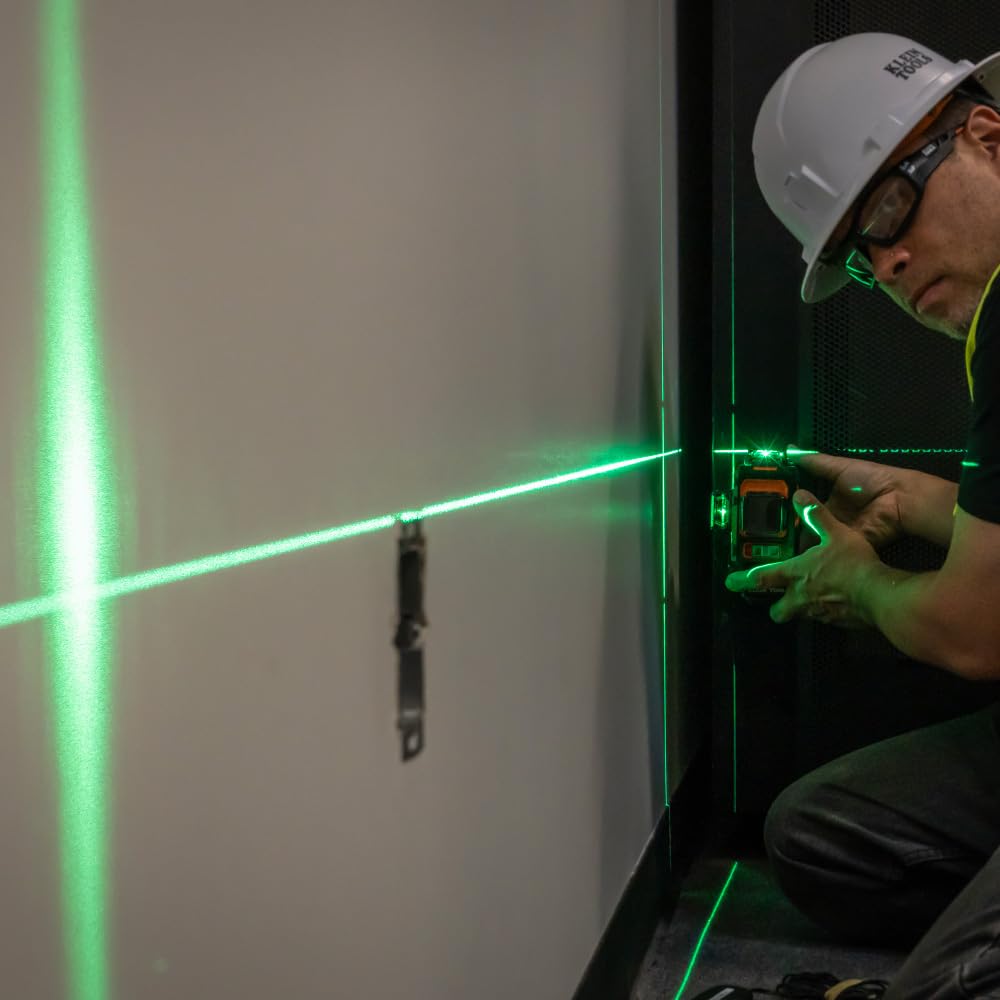Klein Tools 93PLL Self-Leveling Laser Level - Bright Green 3x360° Planes, Rechargeable Battery & Magnetic Mount for Construction, Remodeling, and DIY Projects