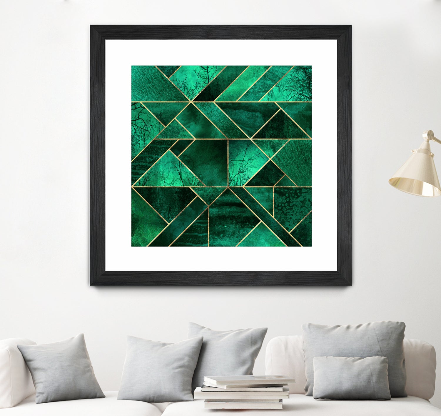 Abstract Nature Emerald Green Wall Art - Modern Canvas Painting for Home & Office Decor - Perfect for Living Room, Bedroom, or Workspace
