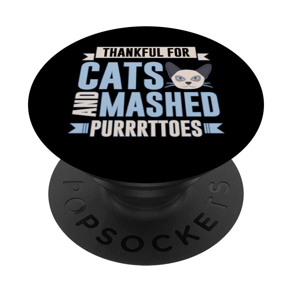 Funny Thanksgiving Cat Mom PopSockets - Phone Grip & Stand for iPhone, Samsung, Tablets - Perfect Gift for Cat Lovers & Potato Fans (Use for Selfies, Video Calls, Cooking Recipes)