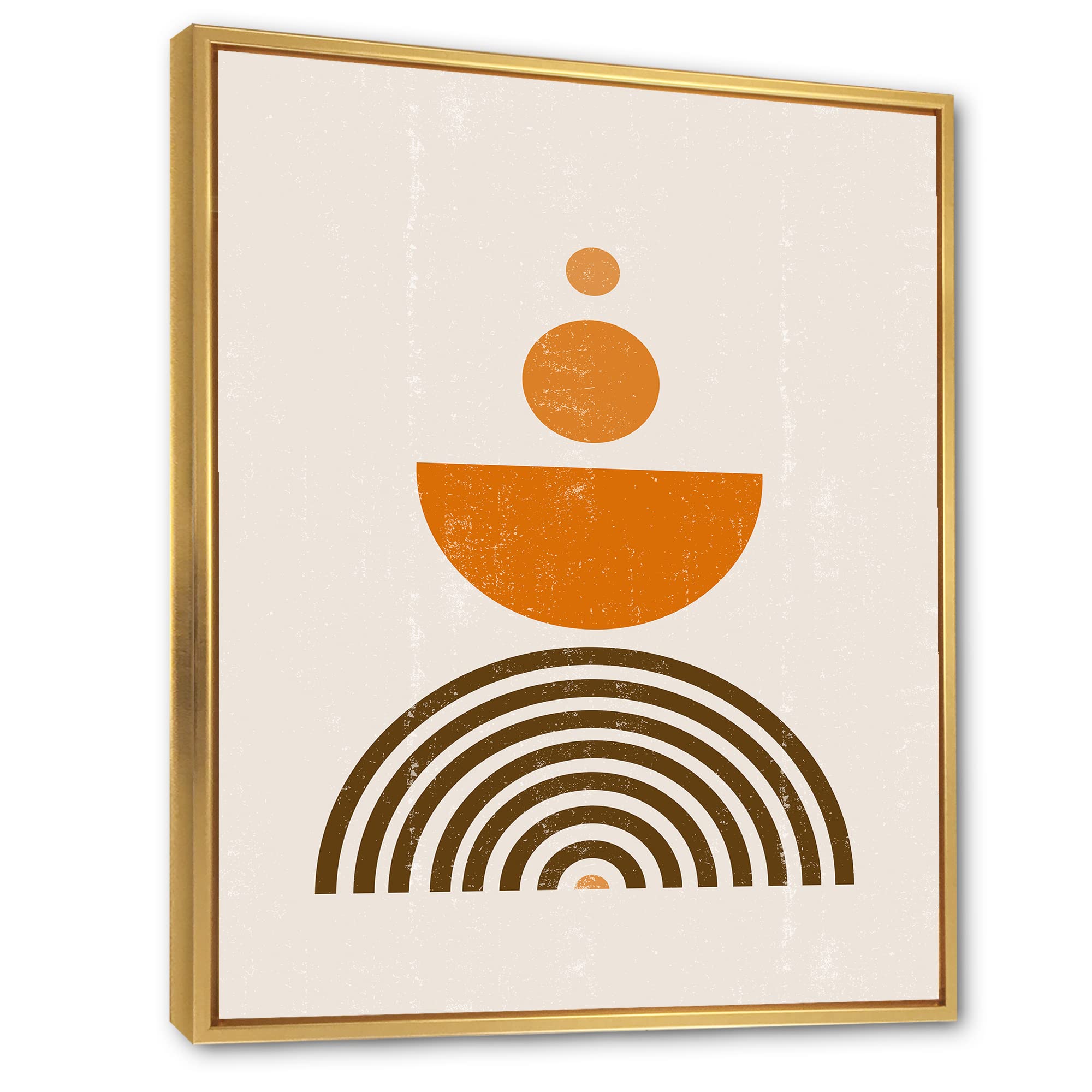 Abstract Rainbow Sun and Moon Earth Tone Canvas Wall Art - Modern Framed Print for Living Room, Bedroom & Office Decor