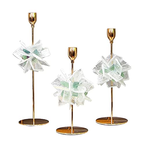 Luxury Crystal Stone Stainless Steel Candle Holder - Elegant Desktop Home Decor for Romantic Candlelight Dinners, Weddings & Restaurants - Large Size Decorative Centerpiece for Dining Tables & Special Occasions