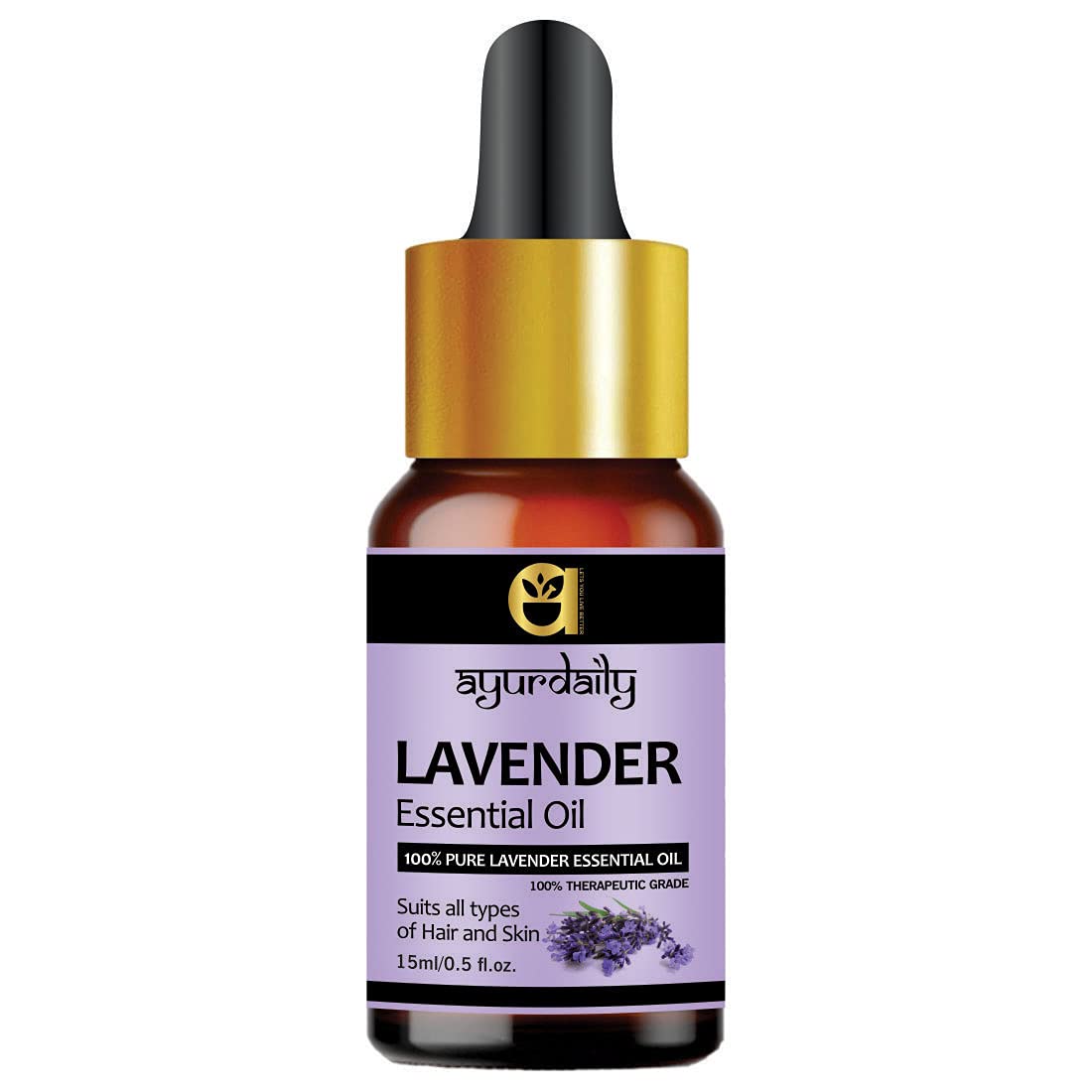 Ayurdaily 100% Pure Lavender Essential Oil - Natural, Undiluted for Hair, Skin & Face Care - 15ml - Perfect for Aromatherapy, Massage & Relaxation