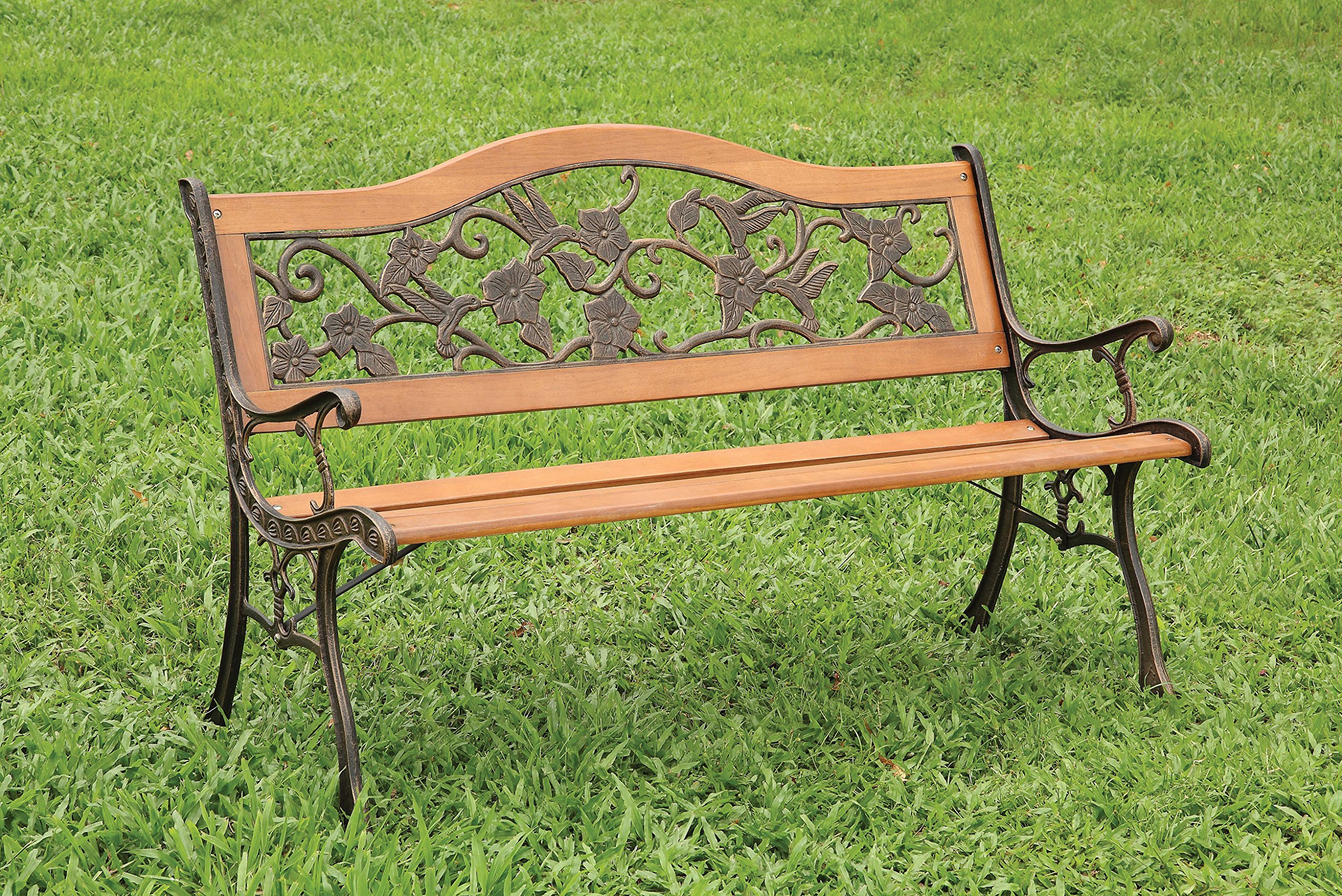 Dolce Outdoor Bench by Furniture of America - Weather-Resistant Black Patio Bench for Garden, Porch & Backyard Seating