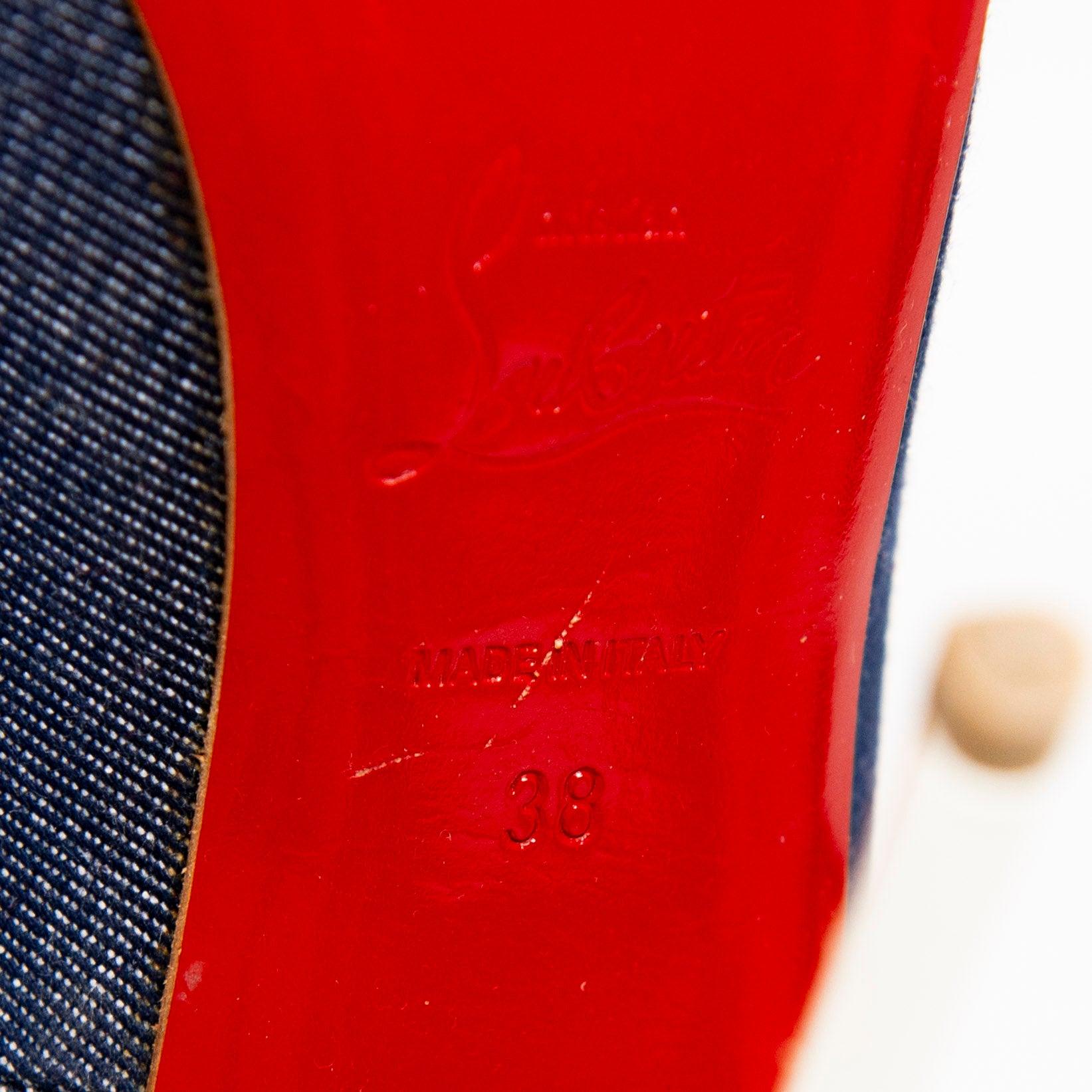 Christian Louboutin Blue Denim So Kate 100mm Pumps - Women's Luxury High Heels for Parties & Evening Events (Size 38)