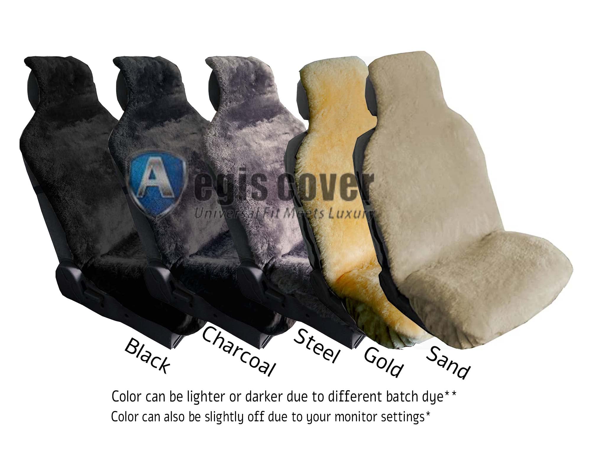 Premium Aegis Cover 701009STEEL Dark Grey Luxury Australian Sheepskin Car Seat Cover - Airbag Compatible, 1 Pack - Perfect for SUVs, Trucks & Long Drives