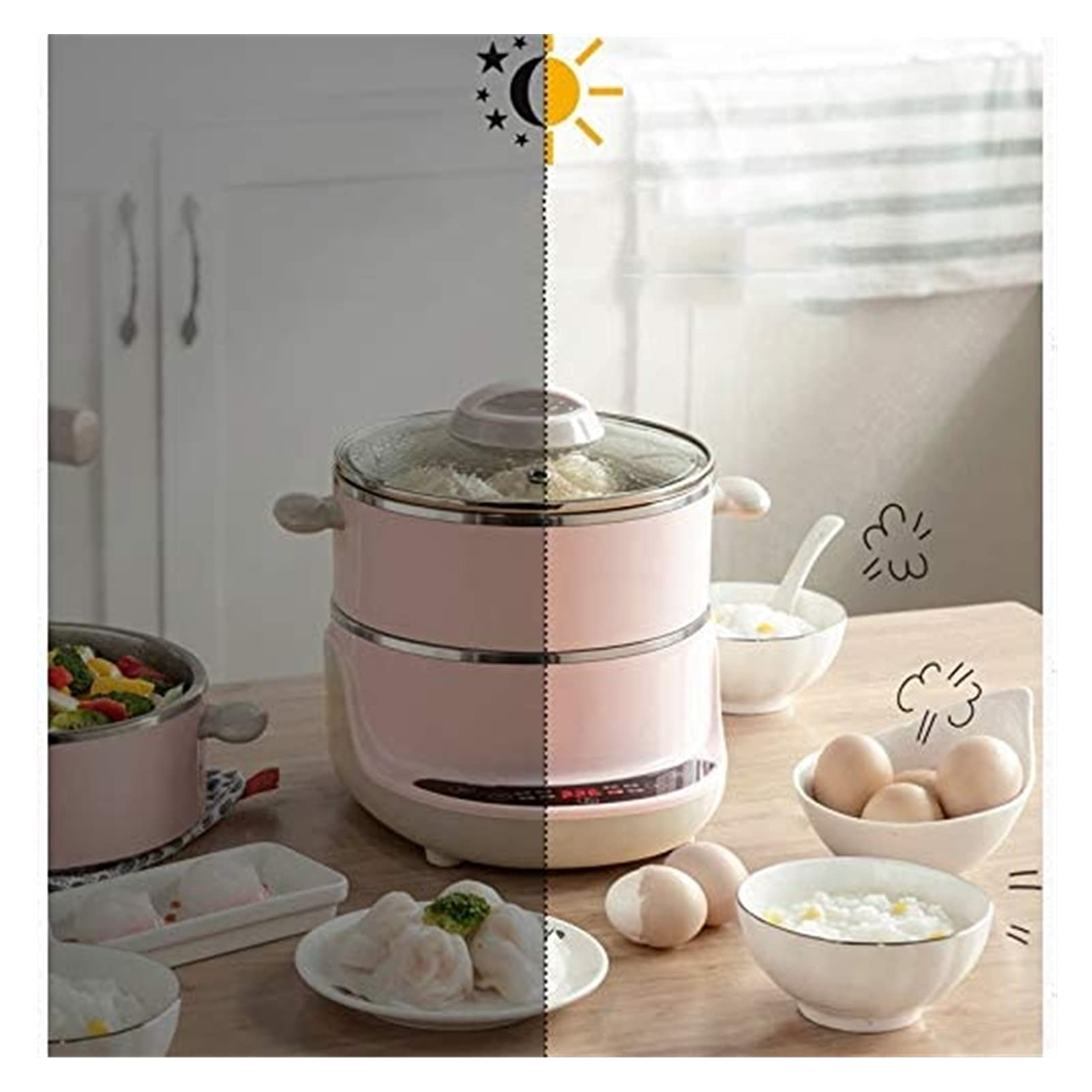 HHWKSJ 4L Electric Hot Pot - Multi-Function Mini Cooker for Noodles, Soup, Porridge, Eggs & Ramen | Keep Warm Function | Overheat & Boil-Dry Protection | Perfect for Dorm, Office, Camping & Small Kitchen Cooking