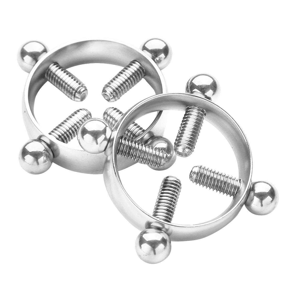 Adjustable Stainless Steel Non-Piercing Nipple Shield Rings - Body Jewelry Clamps for Sensual Play & BDSM Accessories (1 Pair) | Perfect for Couples, Role Play & Intimate Wear