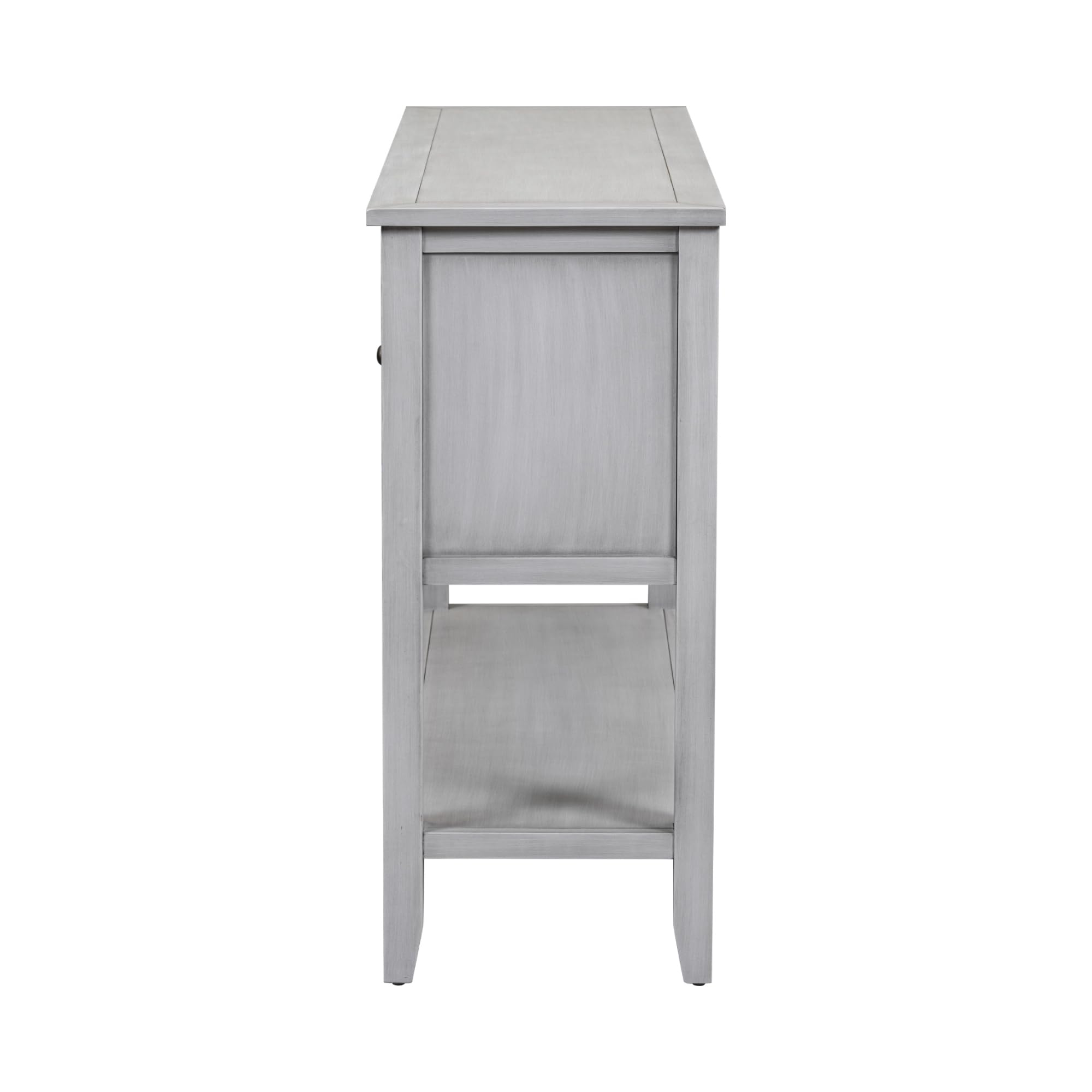Antique Gray Console Table with 4 Drawers & 2 Cabinets - Entryway Sofa Table, Buffet Sideboard with Bottom Shelf for Living Room Storage & Home Decor - Perfect for Hallway, Foyer & Apartment Entryway Organization