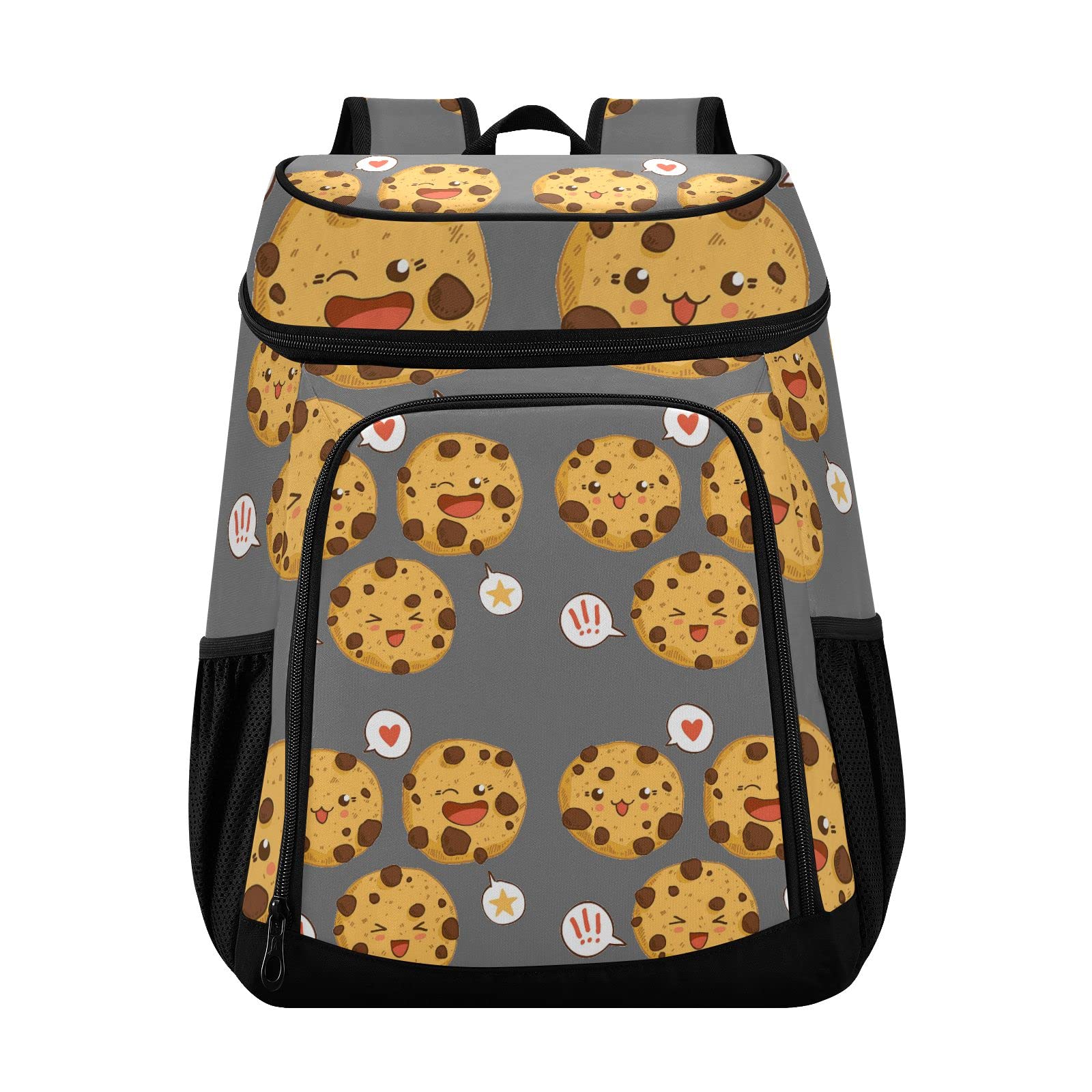 Three Biscuit Chocolate Chips Seamless Insulated Leakproof Cooler Backpack - Reusable Lunch Bag for Camping, Picnic, Hiking, Beach & Outdoor Adventures for Women & Men