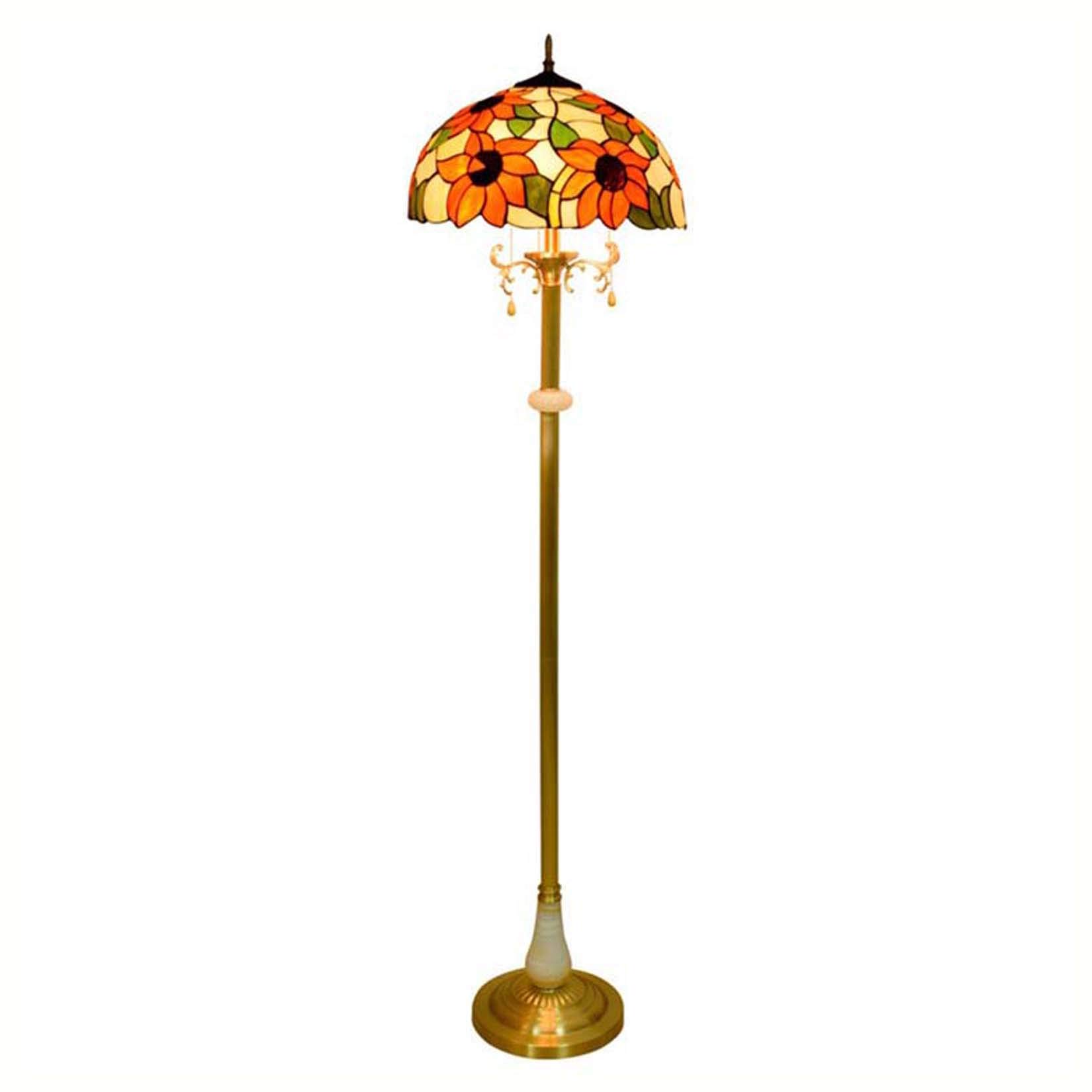Tiffany Style Sunflower Floor Lamp - Handcrafted Stained Glass Floor Light for Bedroom & Living Room Decor - 16 Inch Reading Lamp - Perfect for Cozy Reading Nooks & Farmhouse Style Home Decor